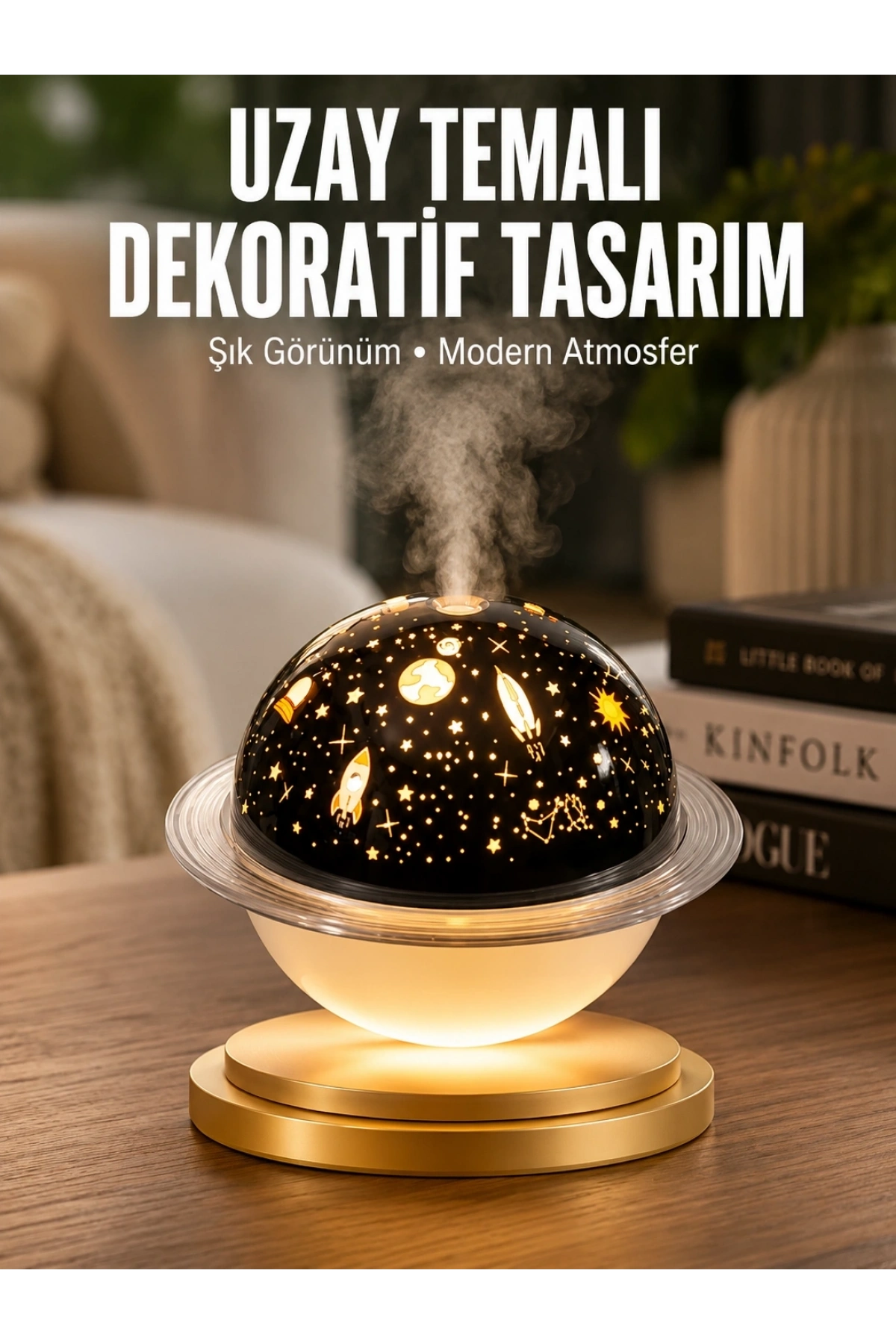 Aromaterapi Hava Nemlendirici Gece Lambası Uzay Model Satürn Oda Kokusu