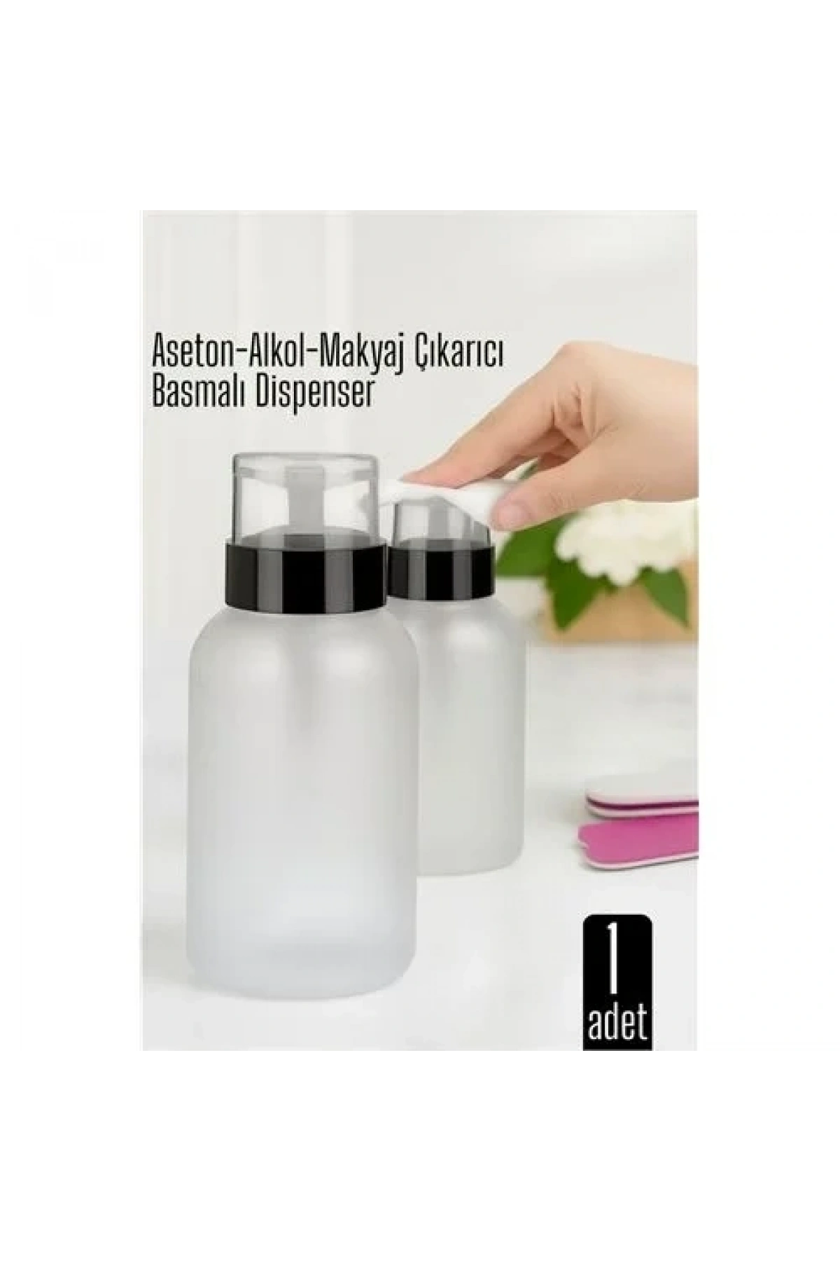 Aseton İçin Basmalı Dispenser  - Aseton, Alkol Ve Makyaj Temizleyici İçin Pratik Pompalı Set