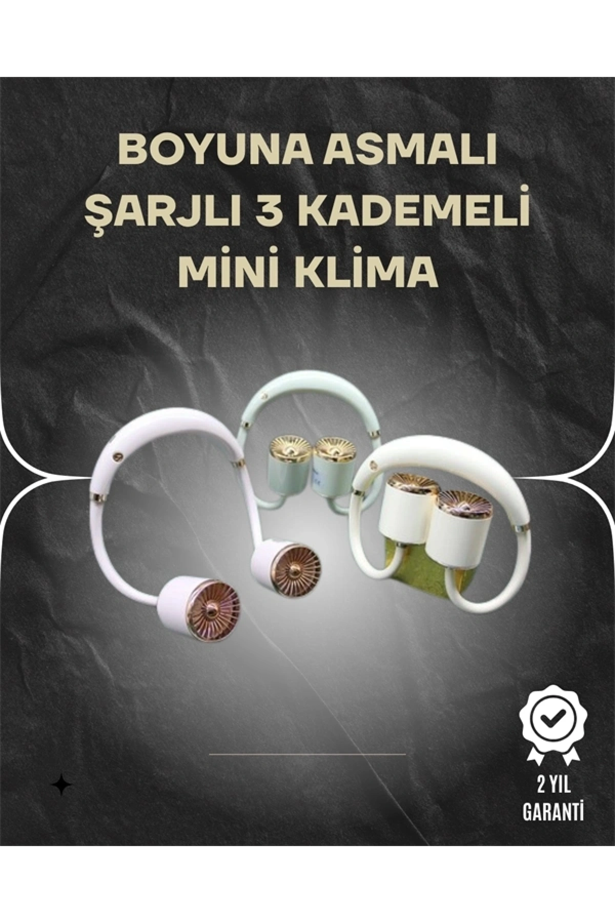Asılabilir Mini Boyun Fanı | 1000mAh Şarjlı, Turbo Güçlü Rüzgar