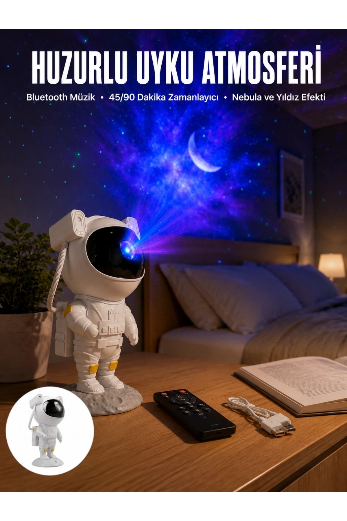 Astronot Görünümlü Projeksiyon Speaker Taşınabilir