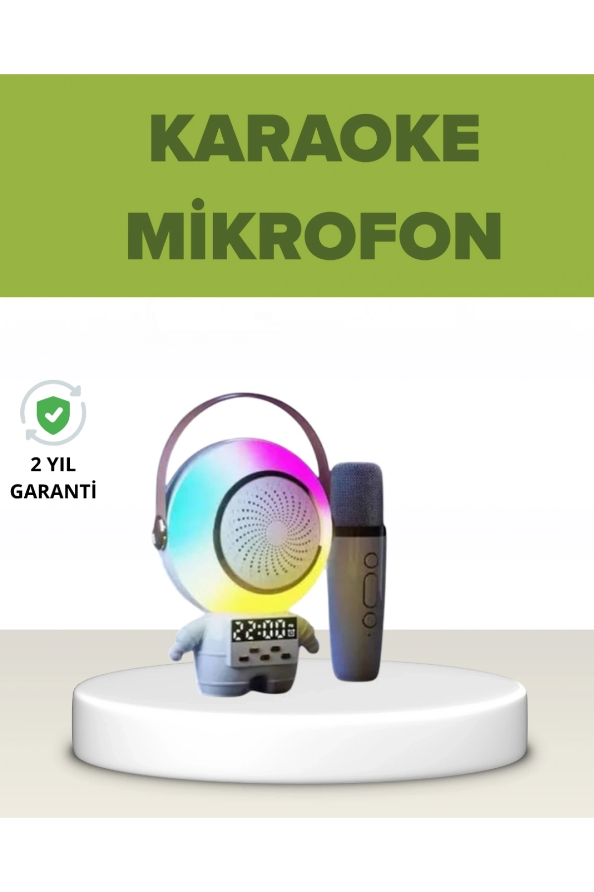 Astronot Tasarımlı Bluetooth Speaker ve Kablosuz Mikrofon Karaoke Seti