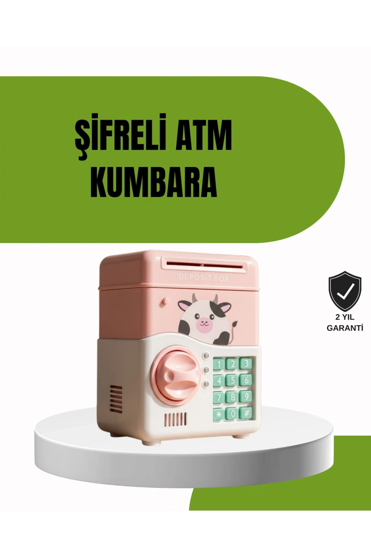 ATM Tasarımlı Pembe Işıklı Sesli Çocuk Kumbarası