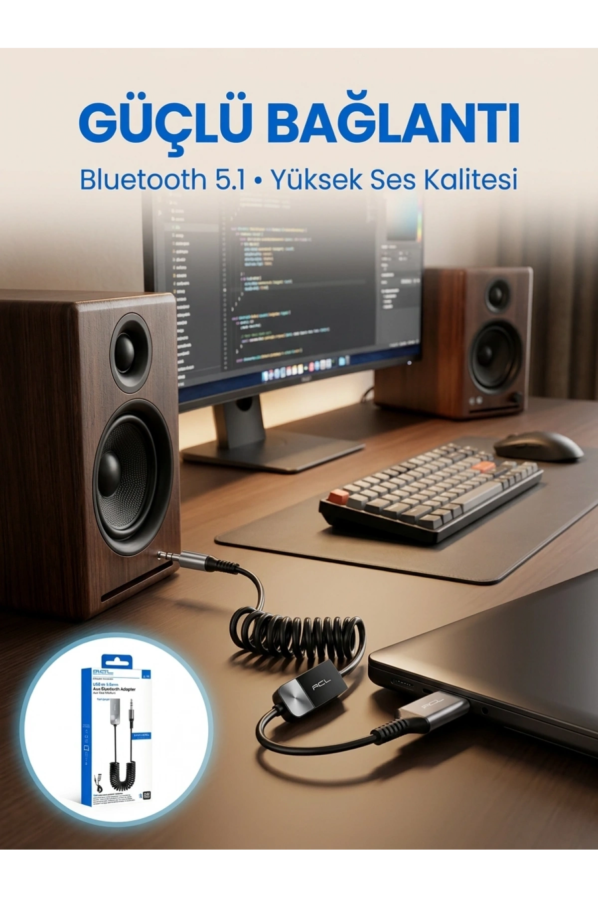 AUX Girişli Cihazlar İçin Kablosuz Bluetooth Adaptörü