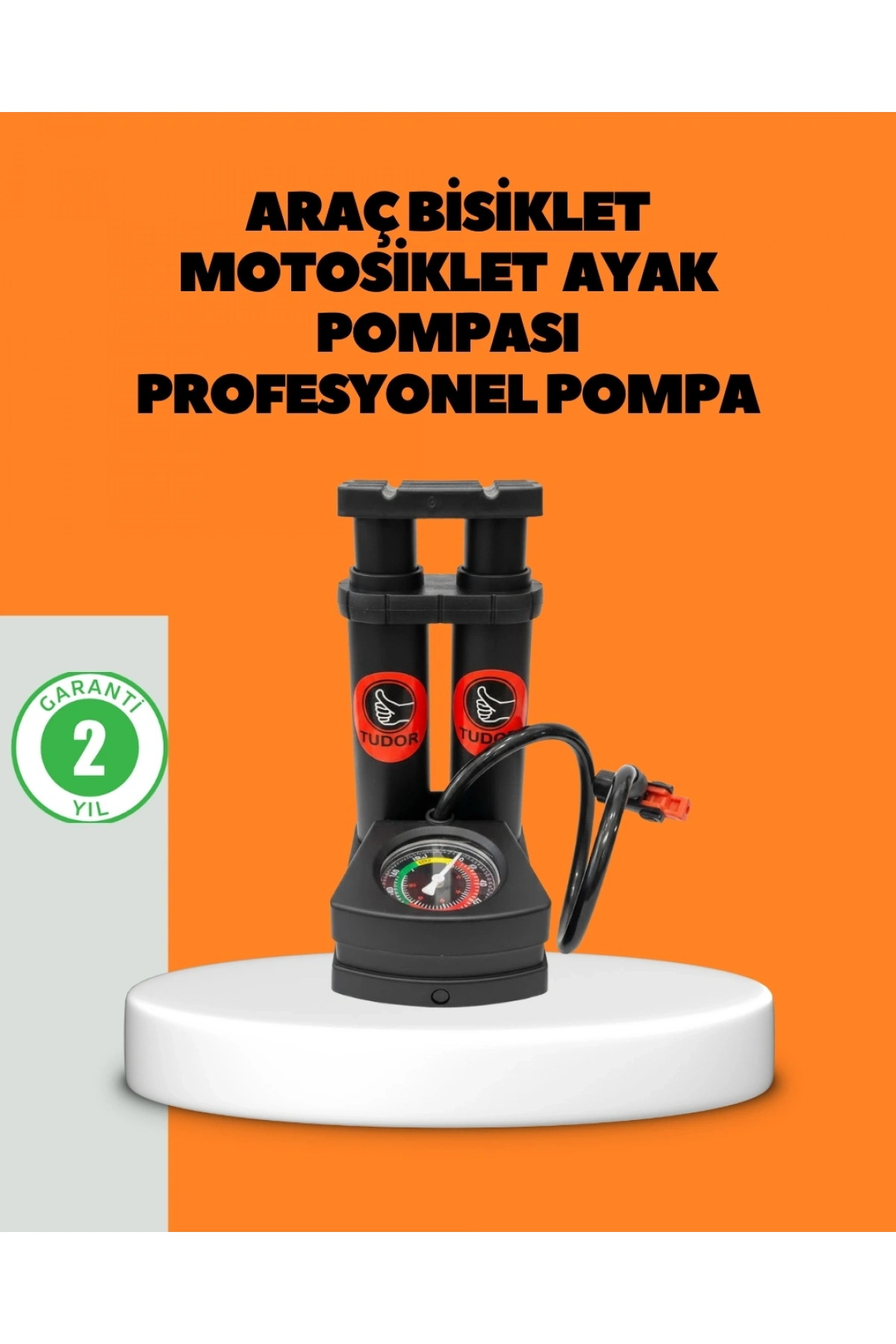 Ayaklı Bisiklet Pompası Basınç Göstergeli Çok Amaçlı