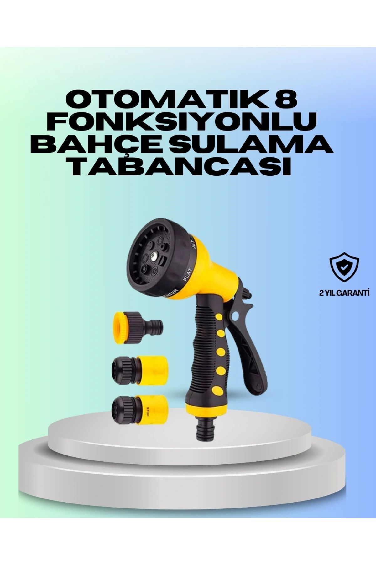 Ayarlanabilir Basınçlı 8 Modlu Bahçe Sulama Tabancası Hortum Aparatı