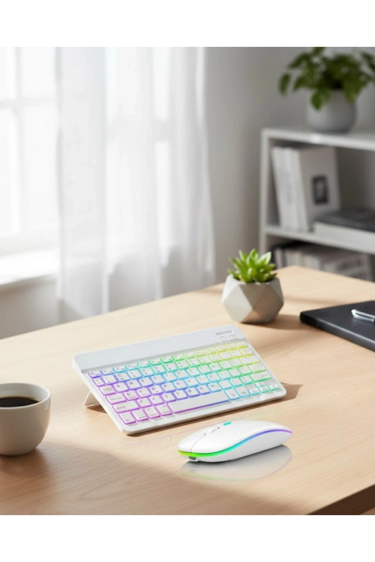 Aydınlatmalı Kablosuz Klavye Mouse Seti Bluetooth Bağlantılı Çoklu Cihaz Uyumlu