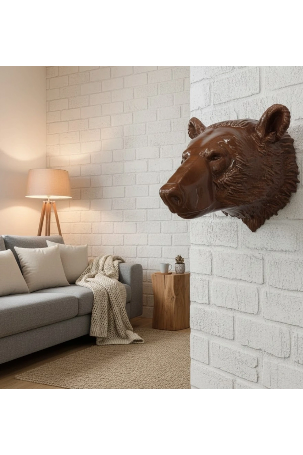 Ayı Başı Duvar Dekoru Modern Asılabilir Heykel 25x19 cm