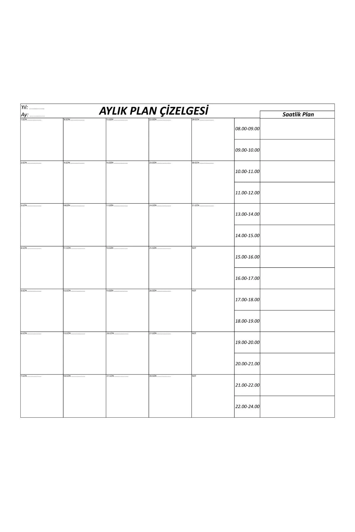 Aylık Planlayıcı Manyetik Duvar Stickerı Takvim Plan Çizelgesi (5047)