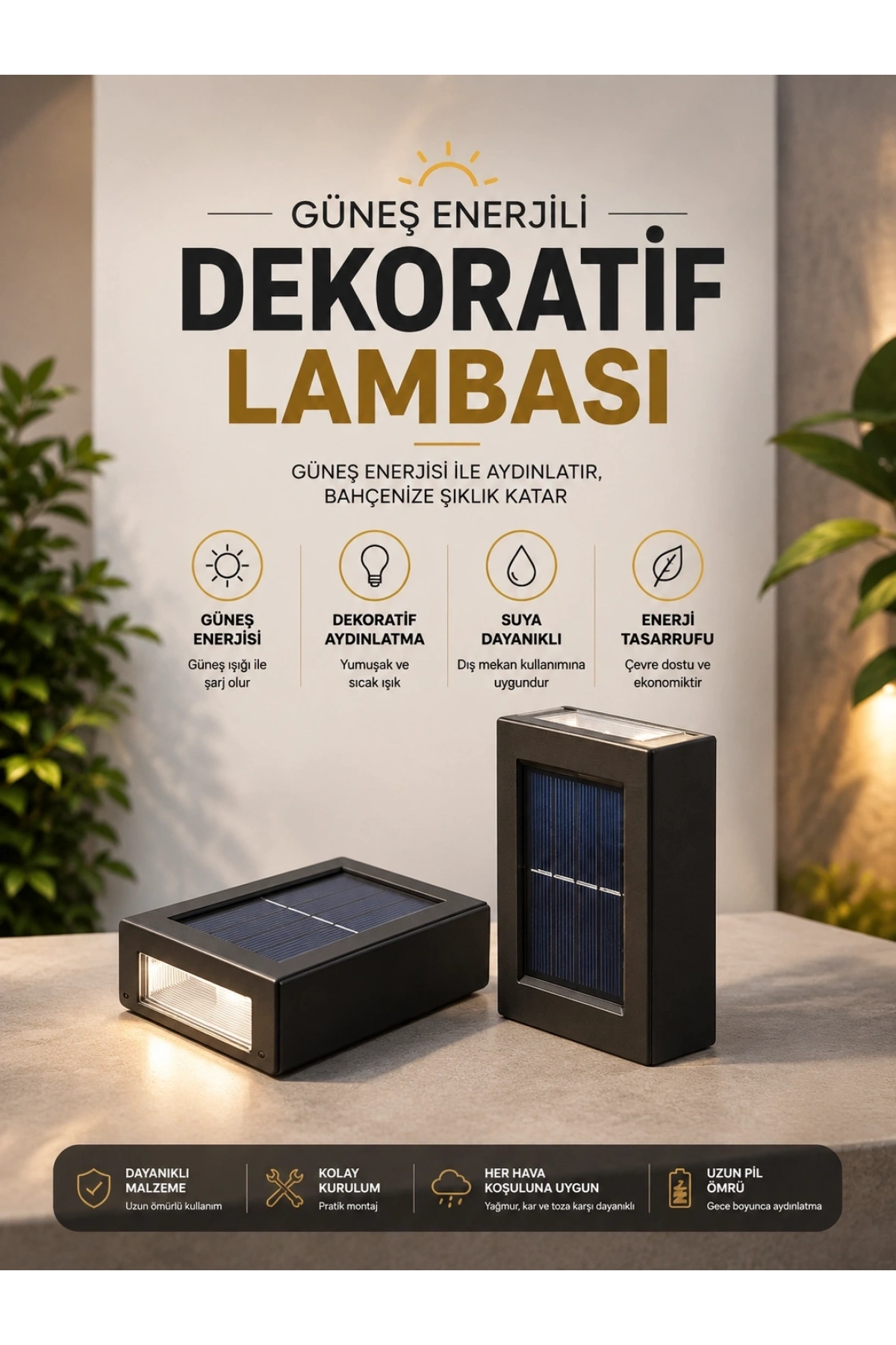 Bahçe Aydınlatması Solar Güneş Enerjili Dekoratik Led Işıklı Lamba