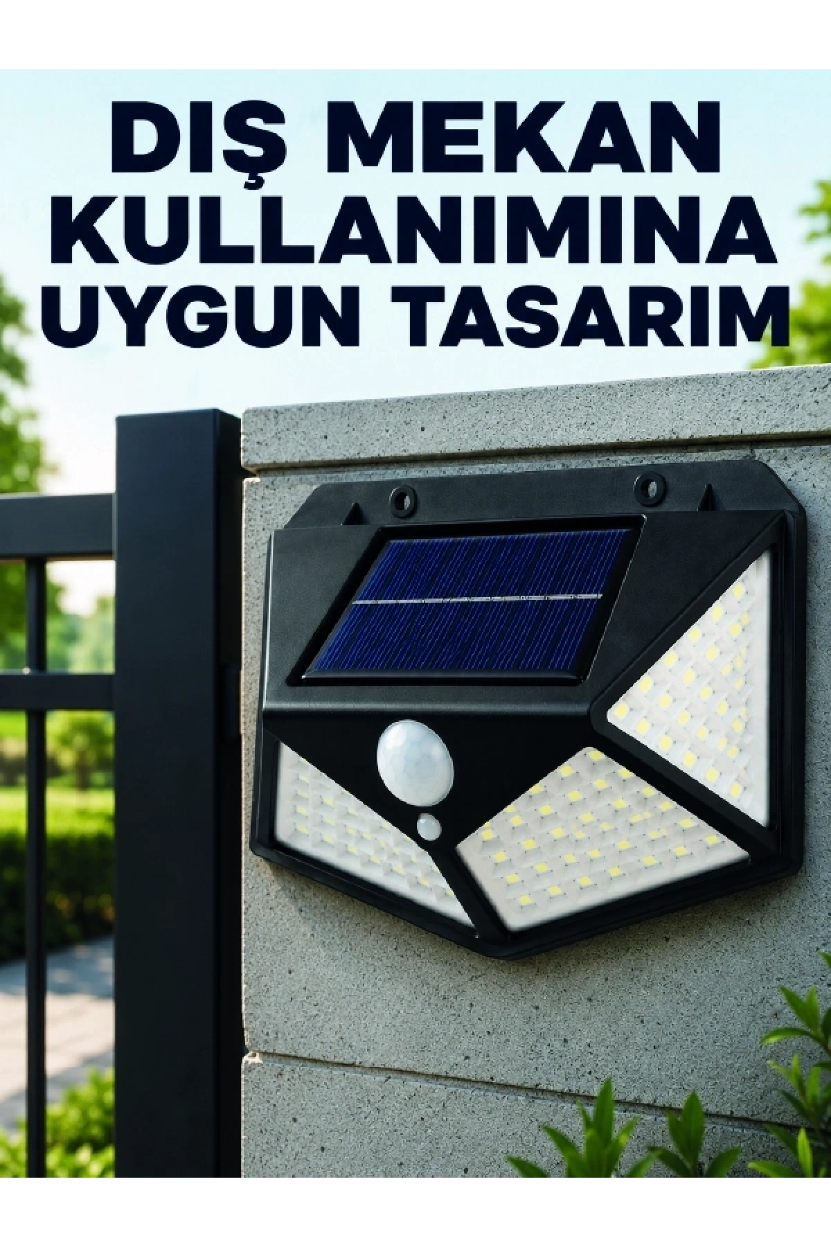 Bahçe Balkon Garaj ve Girişler İçin Güneş Enerjili Hareket Sensörlü LED Duvar Lambası