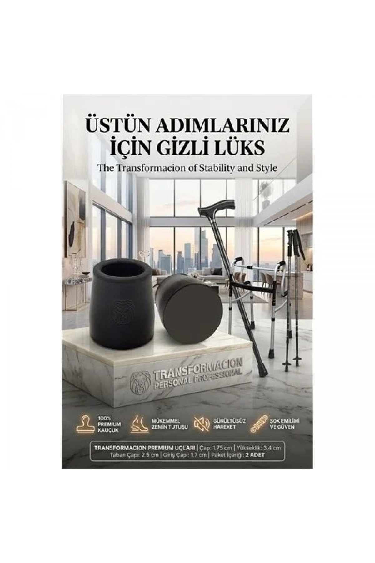 Baston Yürüteç Değnek Treking Ucu 1.75 Cm Çap 715990