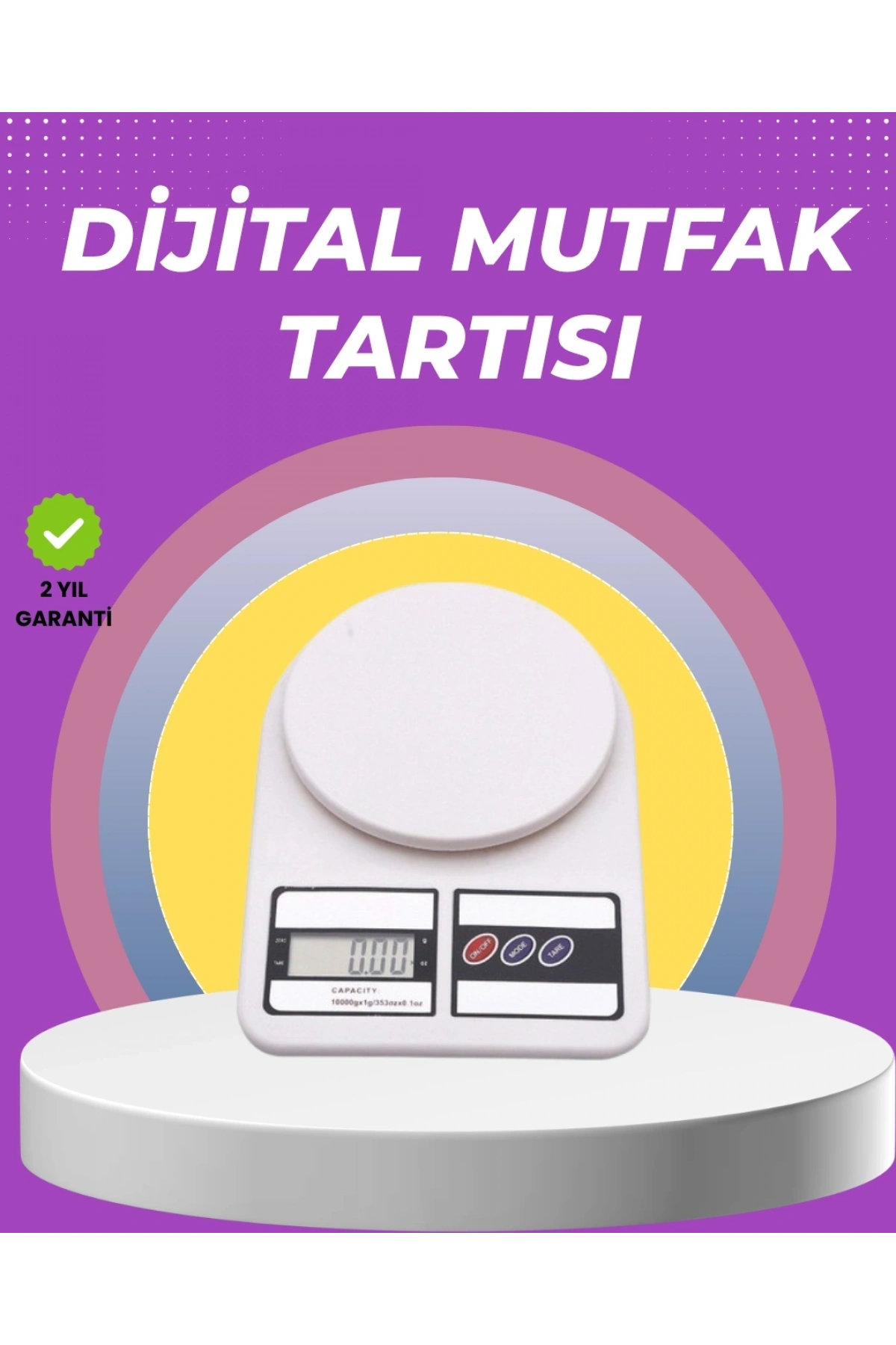 Beyaz Plastik Dijital Mutfak Tartısı – 24x16.8x1.5cm