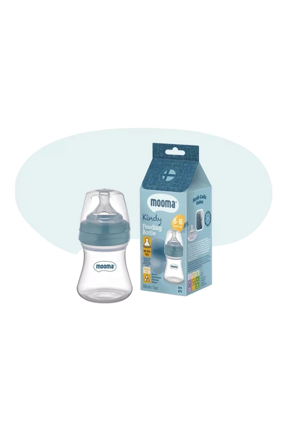 Biberon Anti Kolik Biberon 150 ml Kapaklı Biberon 6 - 18 Ay (Orta Akış)