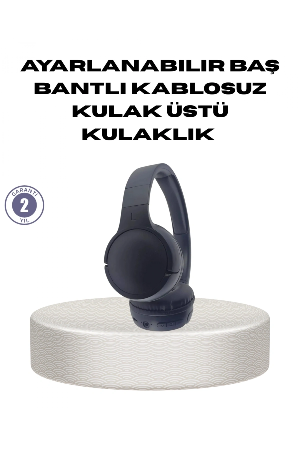 Bluetooth 5.0 Siyah Kablosuz Kulaklık 18 Saat Batarya Katlanabilir Tasarım