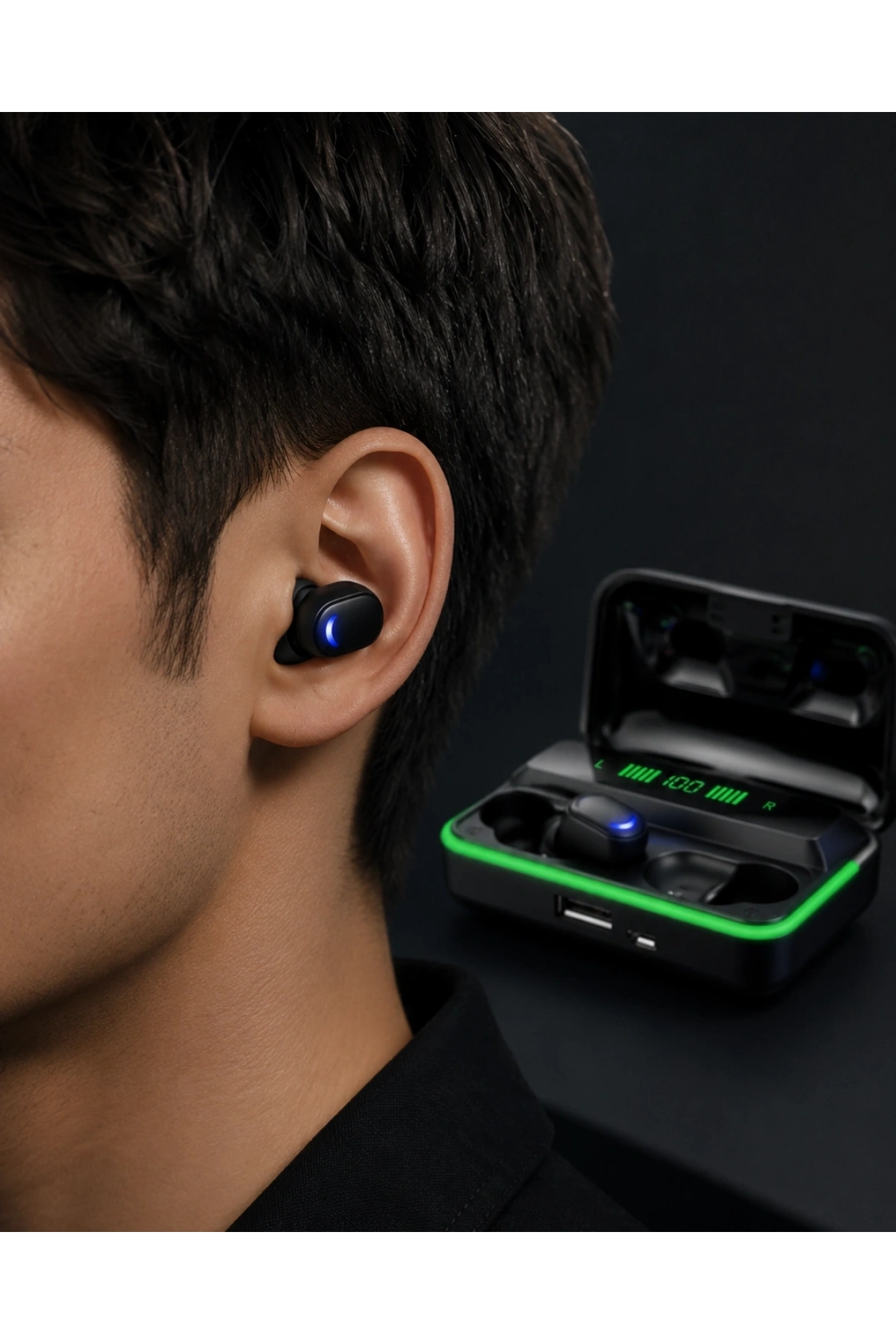 Bluetooth 5.1 Oyuncu Kulaklığı LED Ekranlı Powerbank Kulaklık