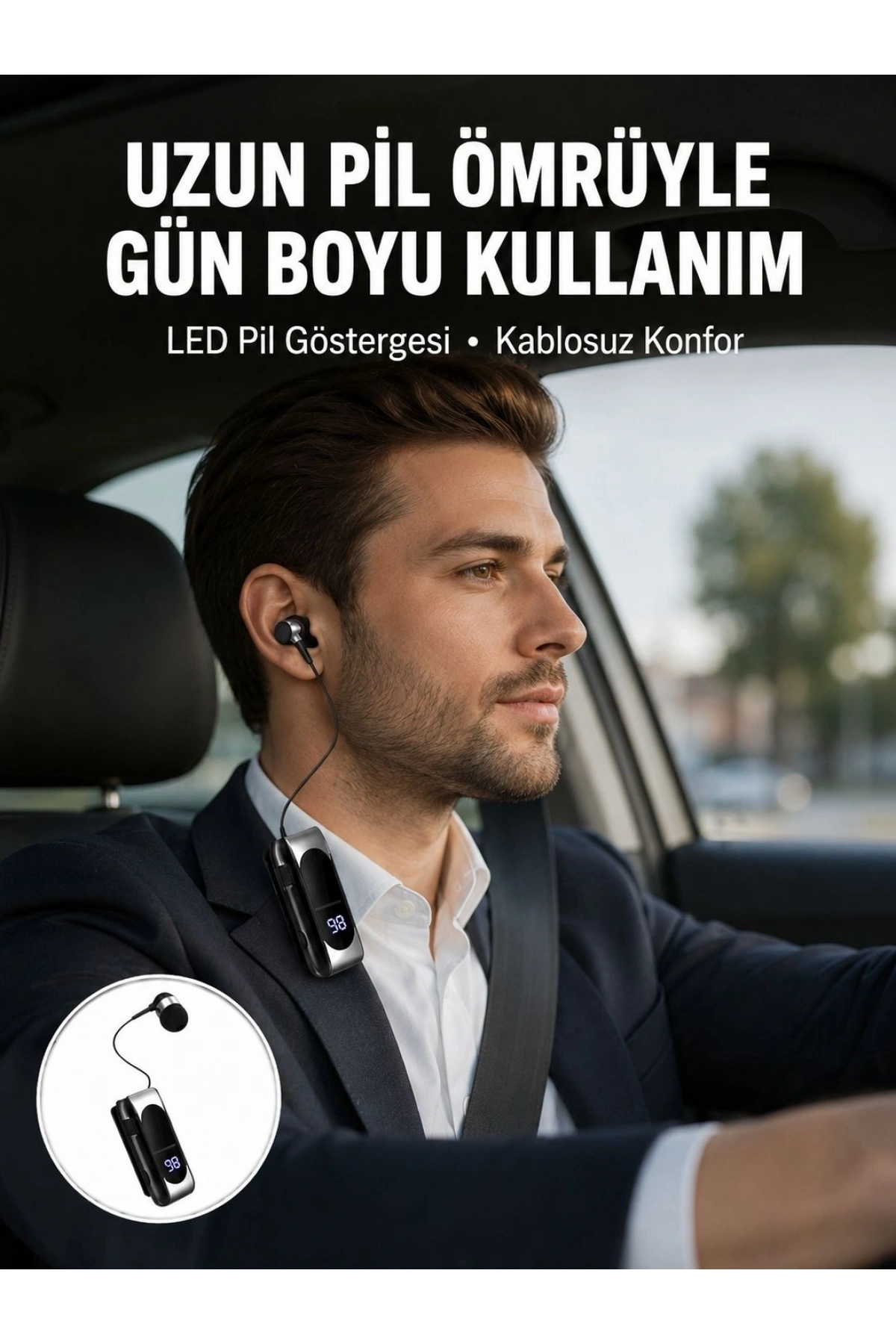 Bluetooth 5.2 Klipsli Kablosuz Kulaklık – Dijital Ekran & Titreşimli Uyarı Yeni Nesil