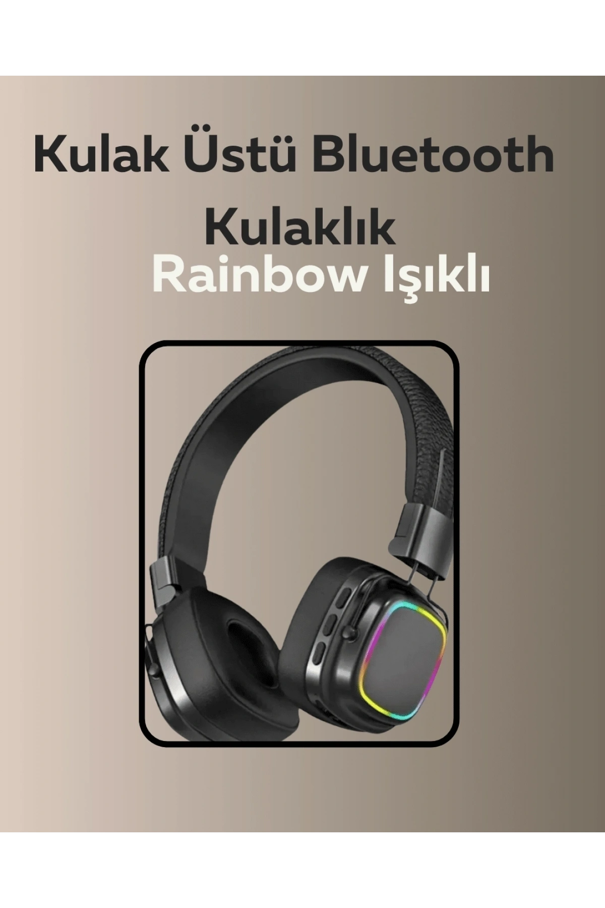 Bluetooth 5.3 Rainbow Işıklı Kulak Üstü Kablosuz Kulaklık