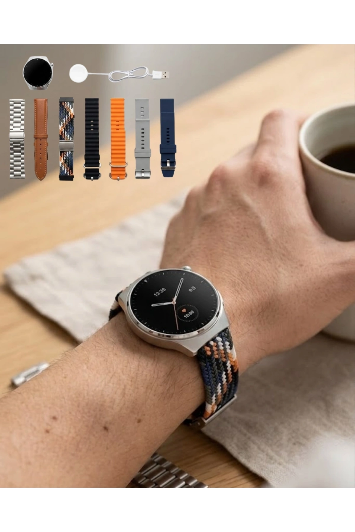 Bluetooth Akıllı Saat 7 Kordonlu Arama Özellikli Uyku ve Aktivite Takipli