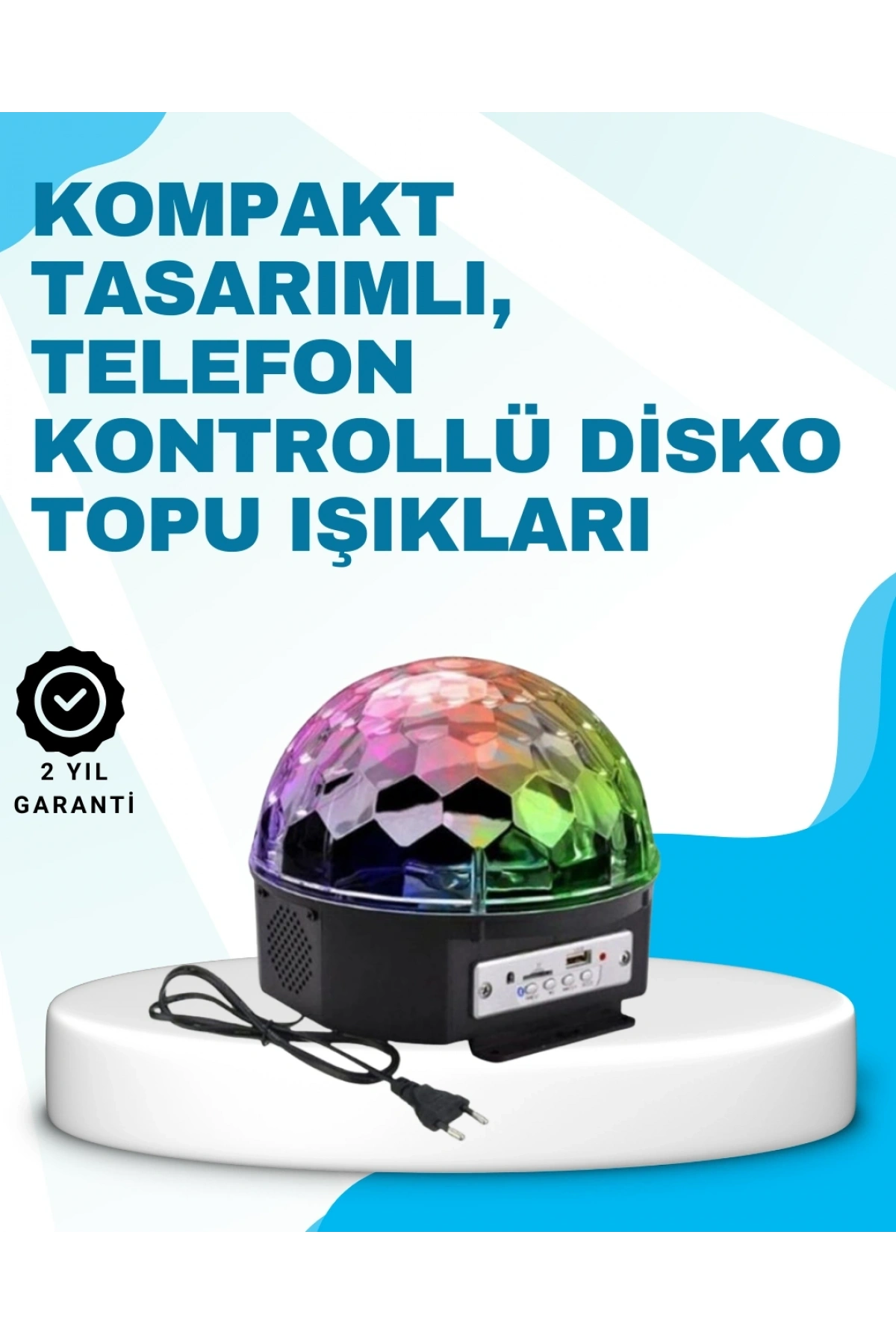 Bluetooth Bağlantılı Renkli Masaüstü Disko Topu Işık Gösterisi