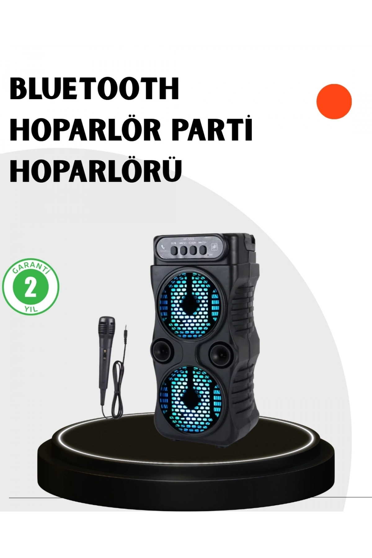 Bluetooth Bağlantılı Taşınabilir Hoparlör – LED Işıklı, FM Radyolu, Mikrofon Girişli