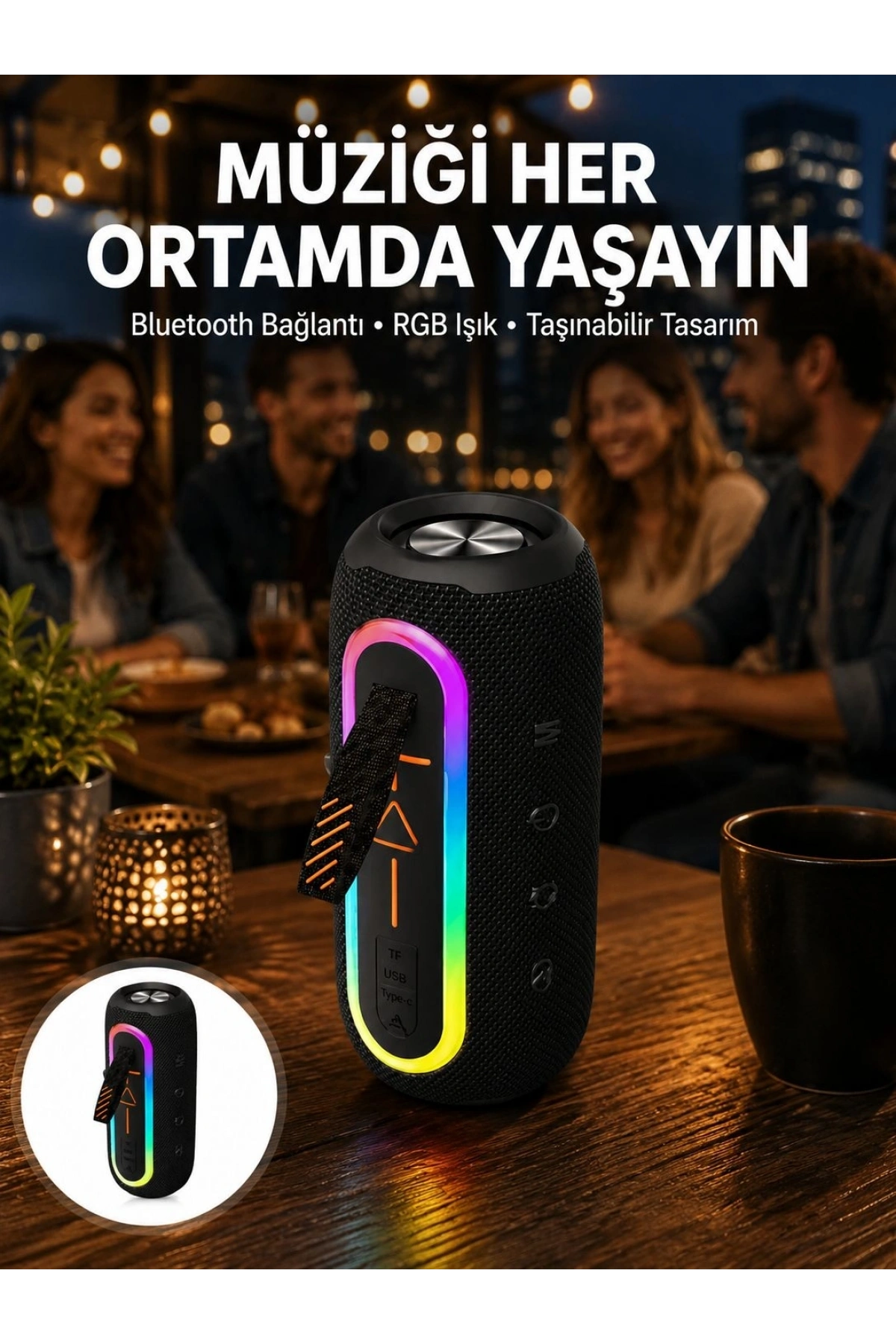 Bluetooth Hoparlör USB Şarjlı Uzun Pil Ömrü Android ve İOS Uyumlu Renkli Yeni Nesil