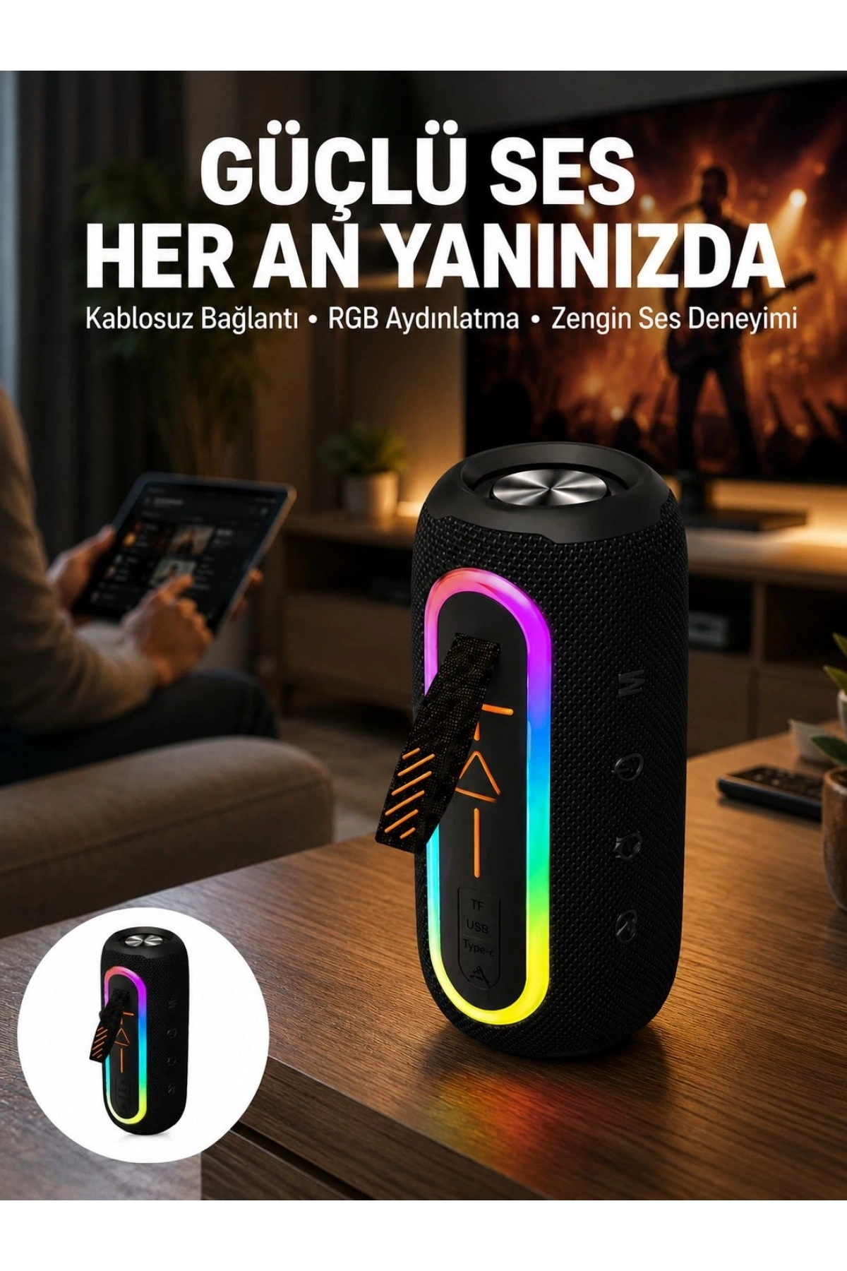 Bluetooth Hoparlör Uzun Pil Ömrü Taşınabilir Yüksek Ses Kaliteli Yeni Nesil