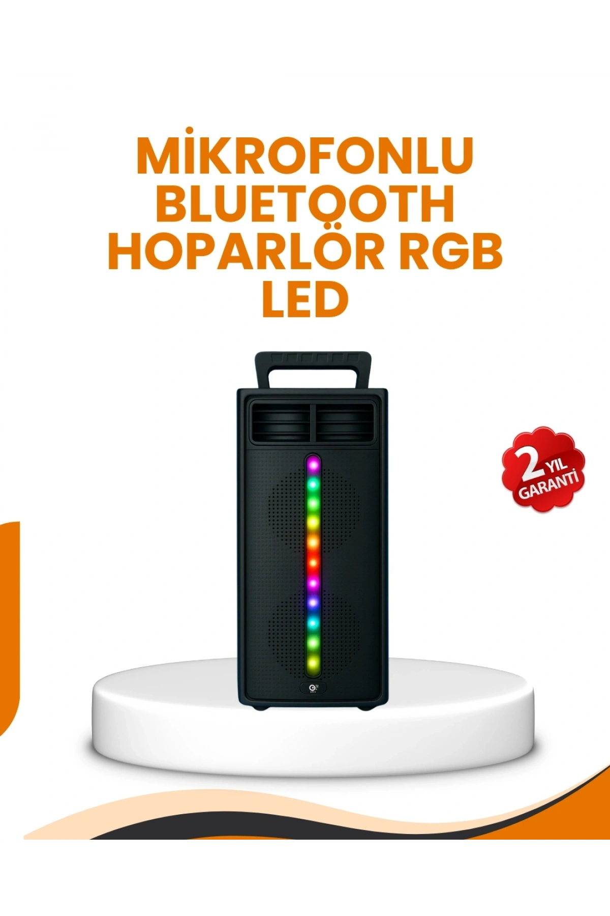 Bluetooth Işıklı Hoparlör – 2x5W Güç | USB + TF Kart + FM Radyo | Siyah Renk