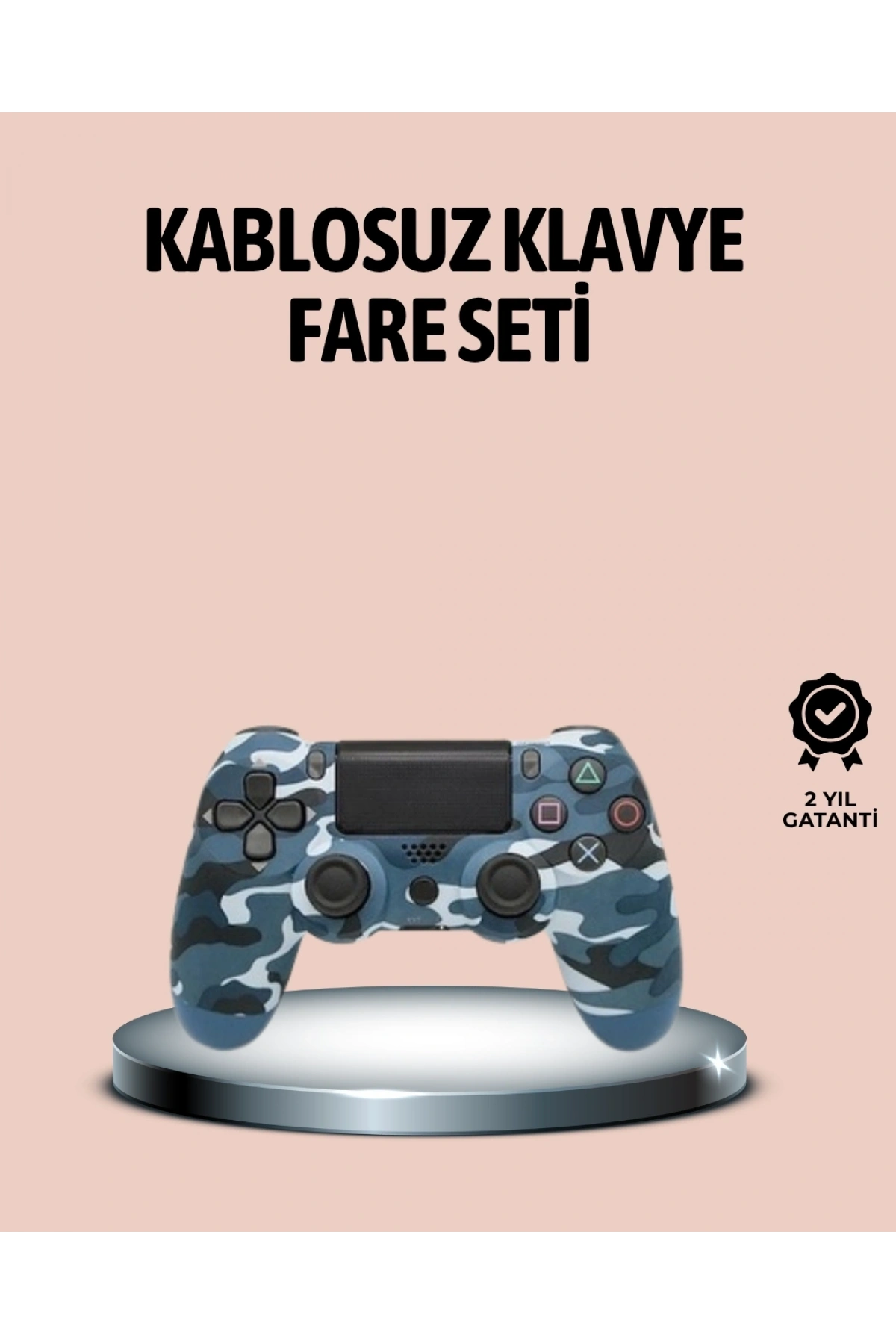 Bluetooth Kablosuz PS4 Gamepad Çift Motorlu Siyah Controller