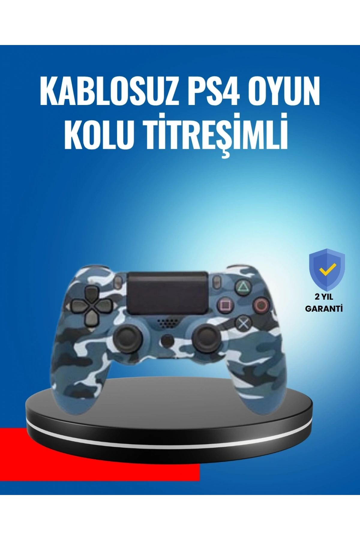 Bluetooth Kablosuz PS4 Gamepad Çift Motorlu Siyah Controller
