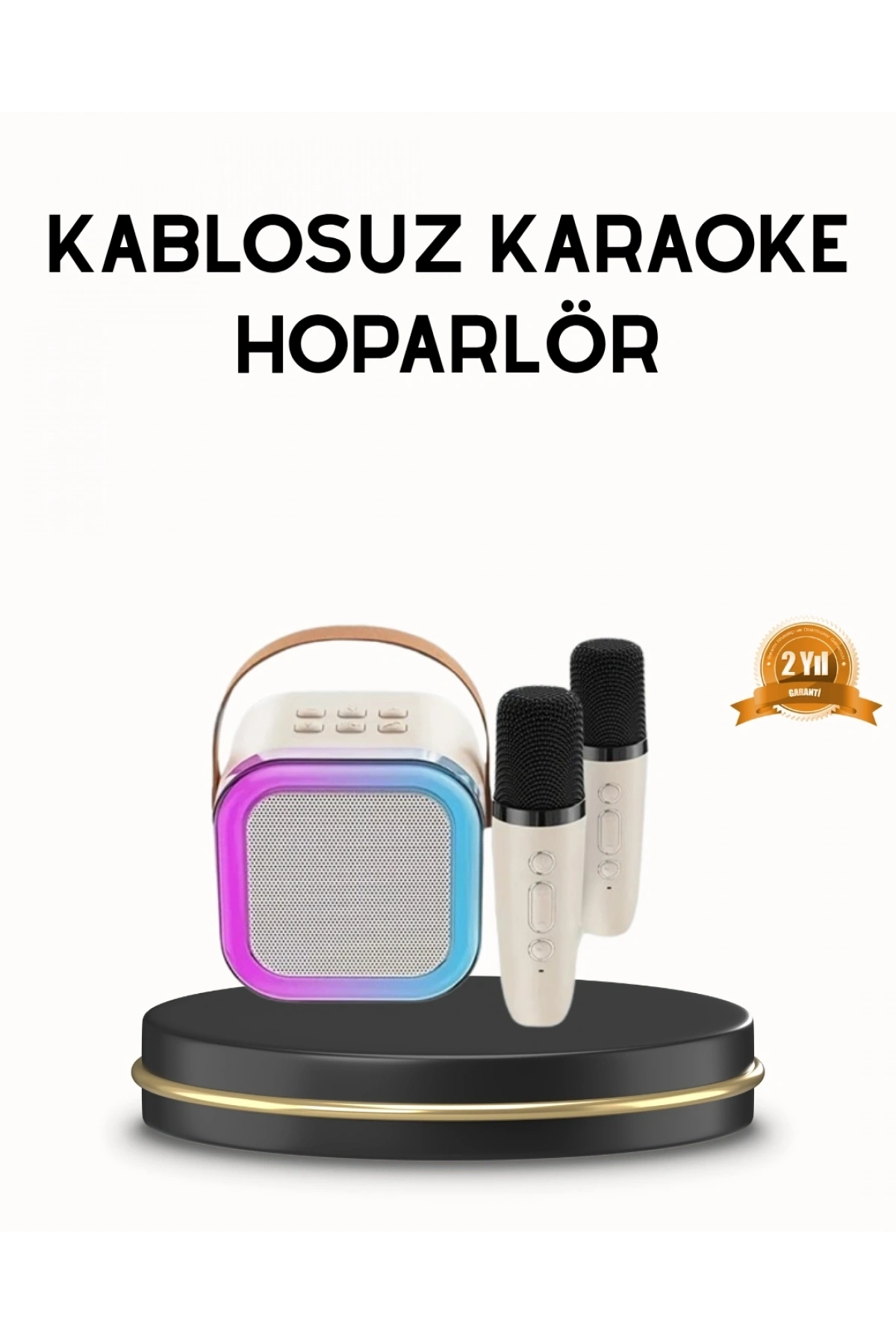 Bluetooth Karaoke Hoparlör Renkli LED Işıklı ve Type-C Şarjlı