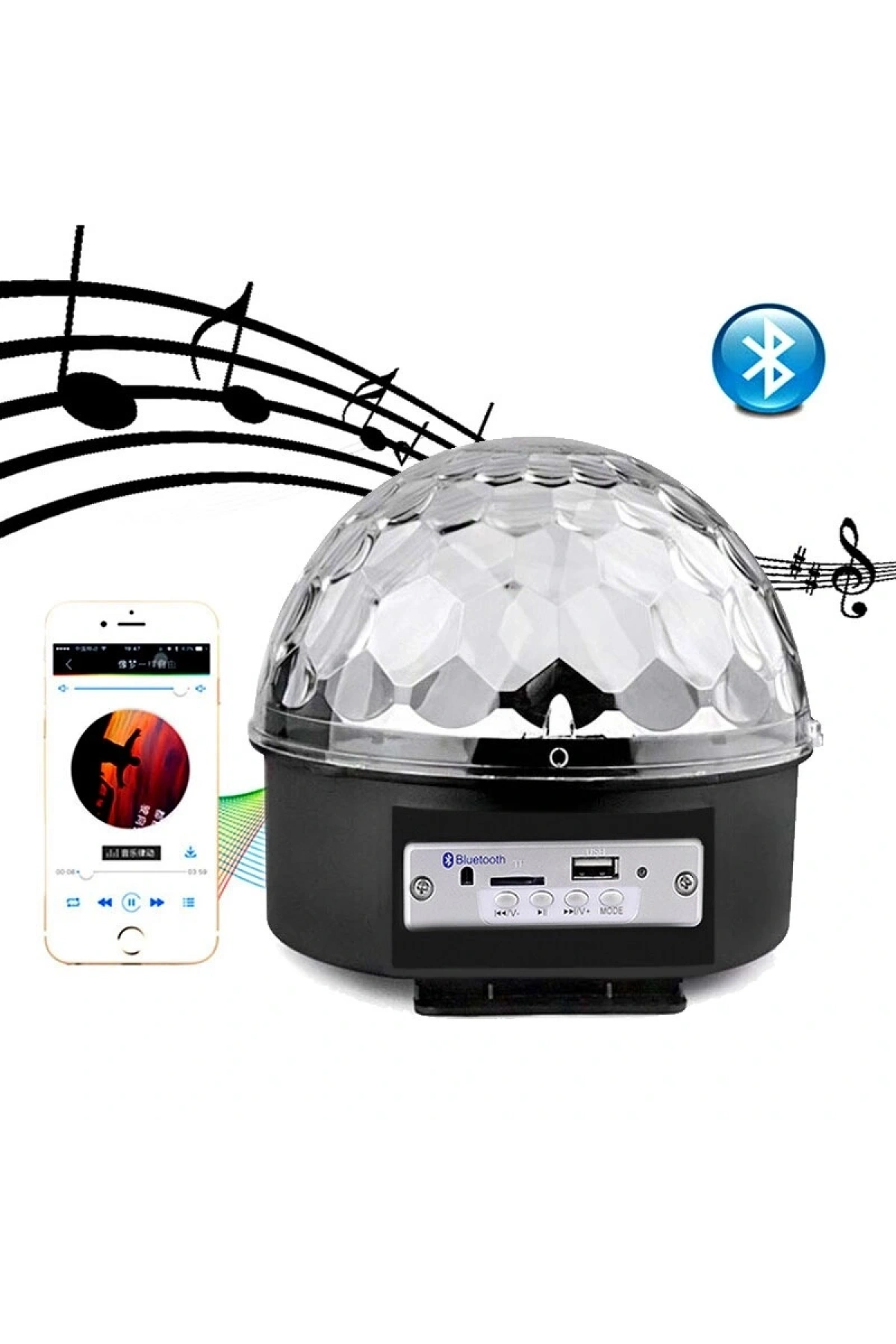 Bluetooth Sd Aux Usb Led Disko Lamba Topu Speaker (5047)