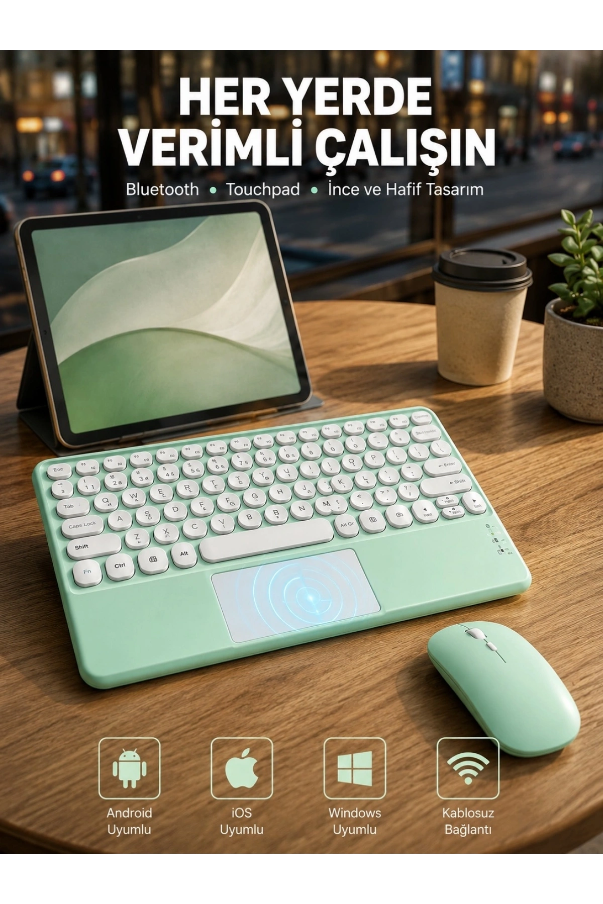 Bluetooth Touchpad Klavye Ultra İnce Taşınabilir Q Klavye Yeni Nesil