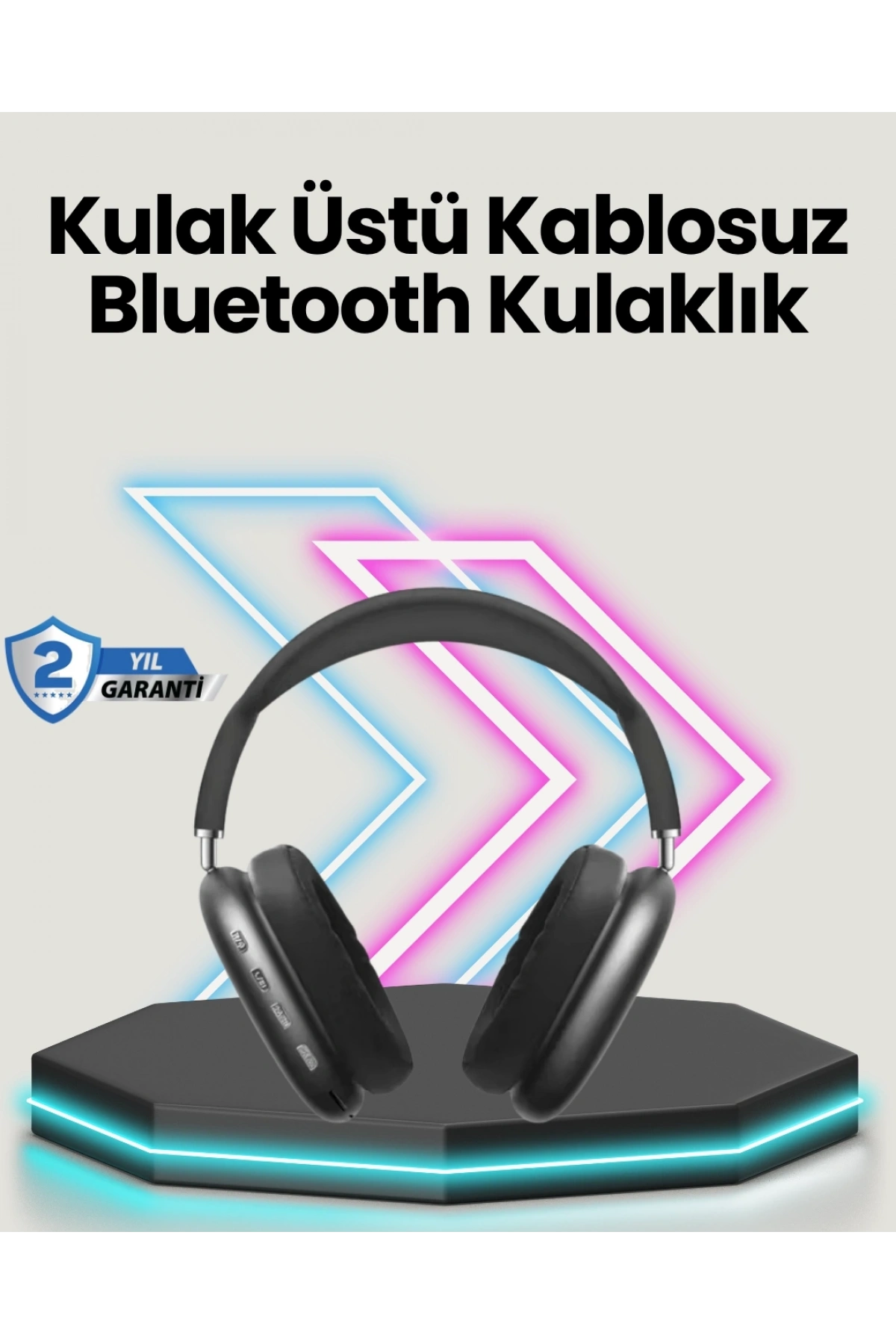 Bluetooth V5.0 Kablosuz Kulak Üstü Kulaklık | Katlanabilir, Mikro USB Girişli
