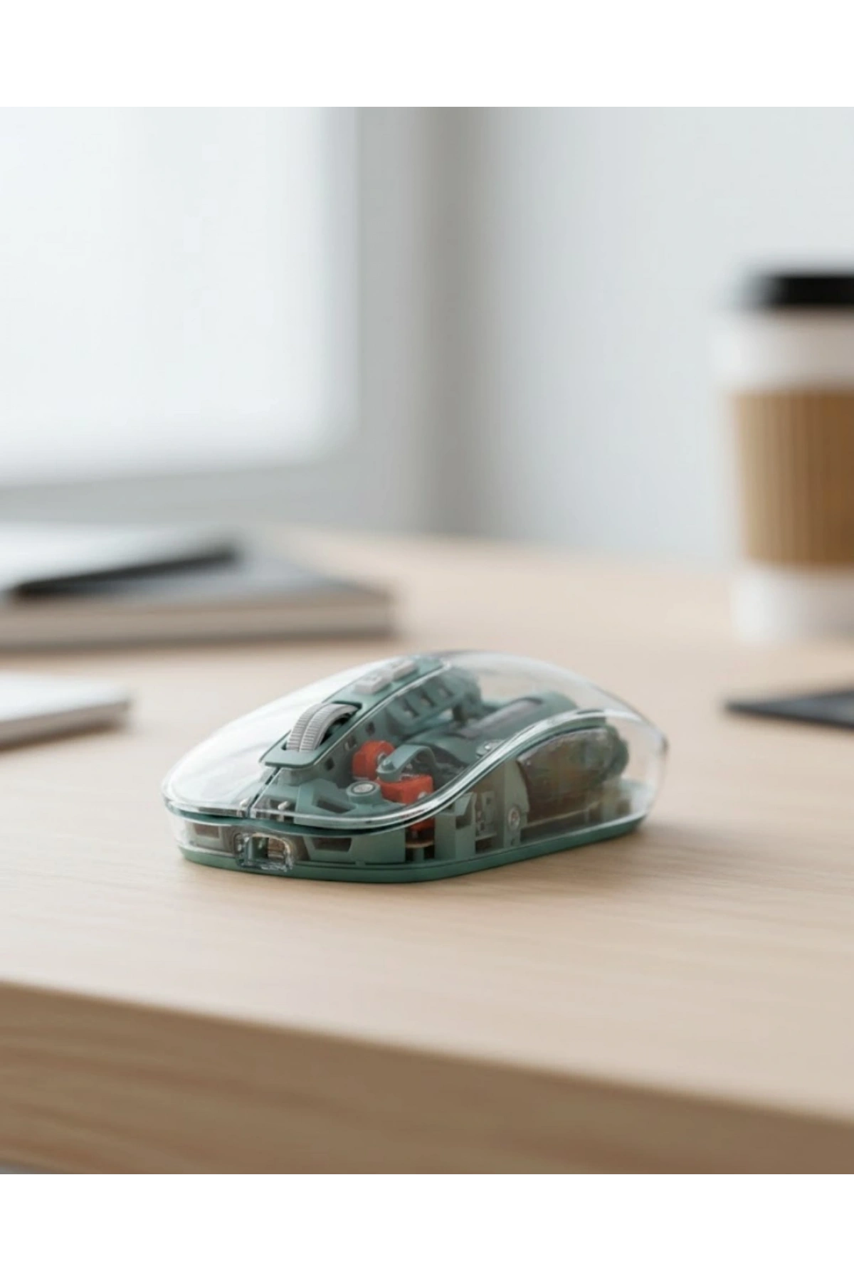 Bluetooth ve 2.4G USB Destekli Pilli Kablosuz Şeffaf Mouse