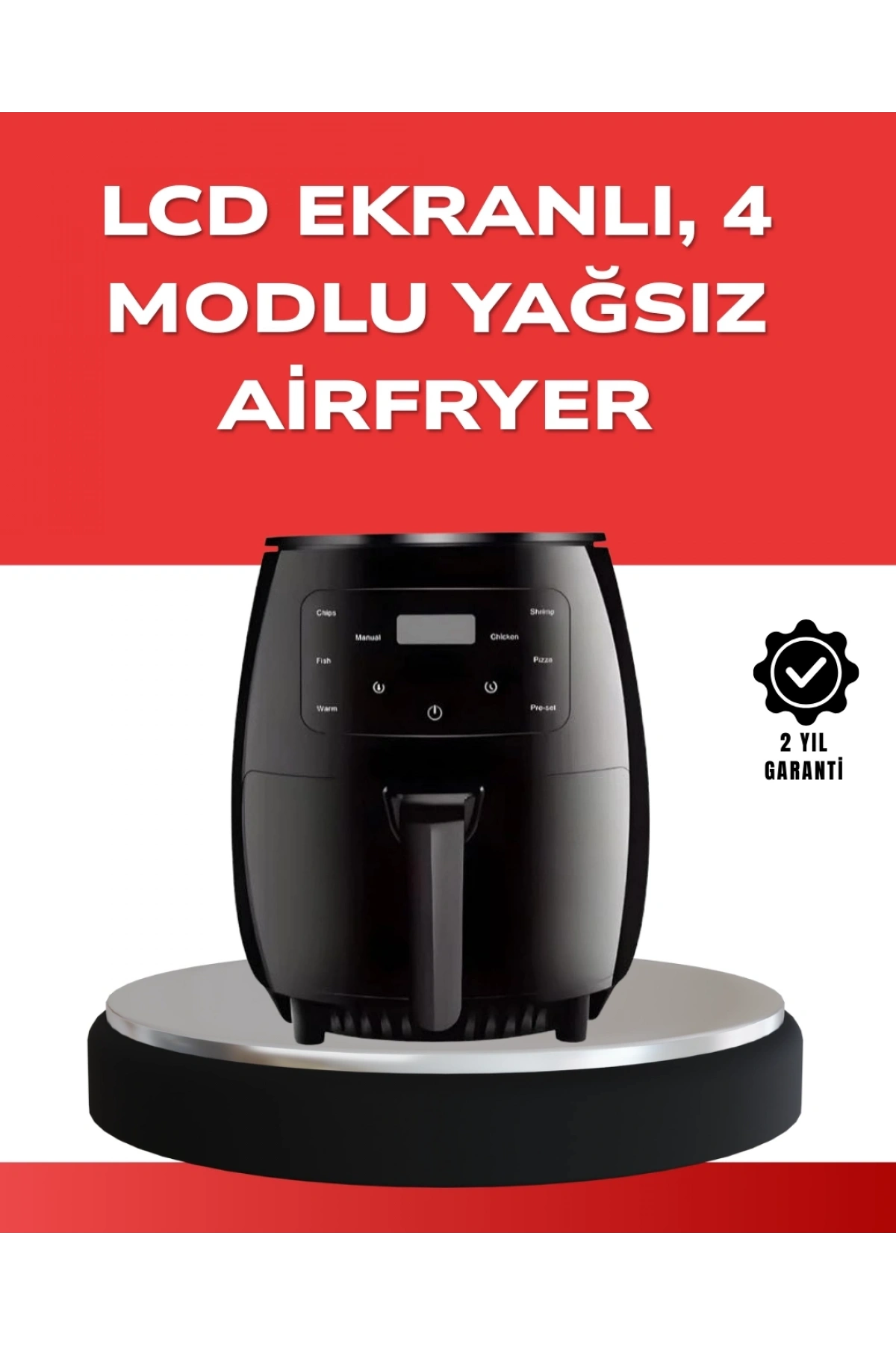 Büyük Boy 6 Litre Airfryer 2400W Sesli Uyarı LCD Ekran