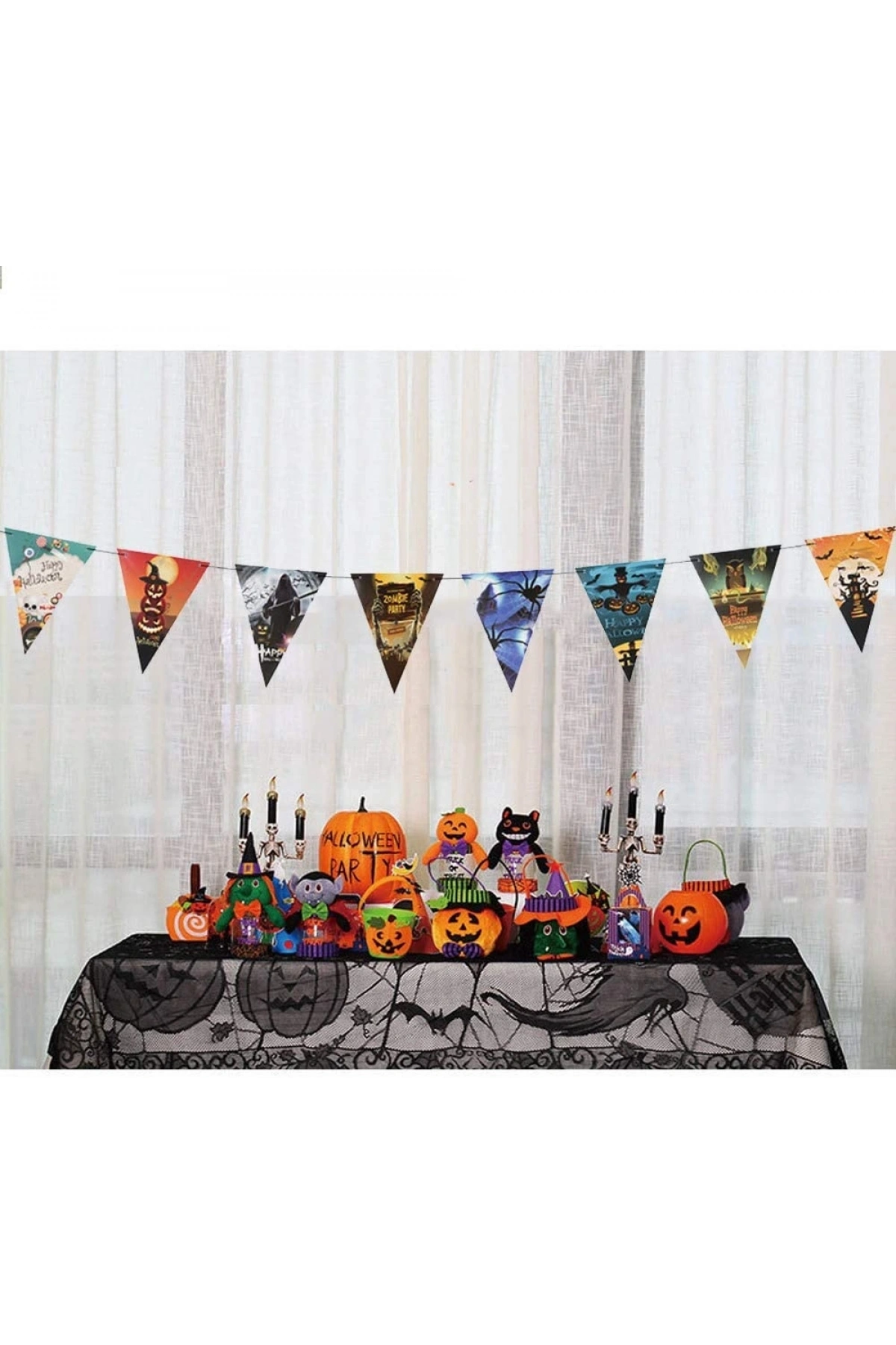 Cadılar Bayramı Halloween Flama Bayrak Banner Süs 8 li 3 Metre (5047)