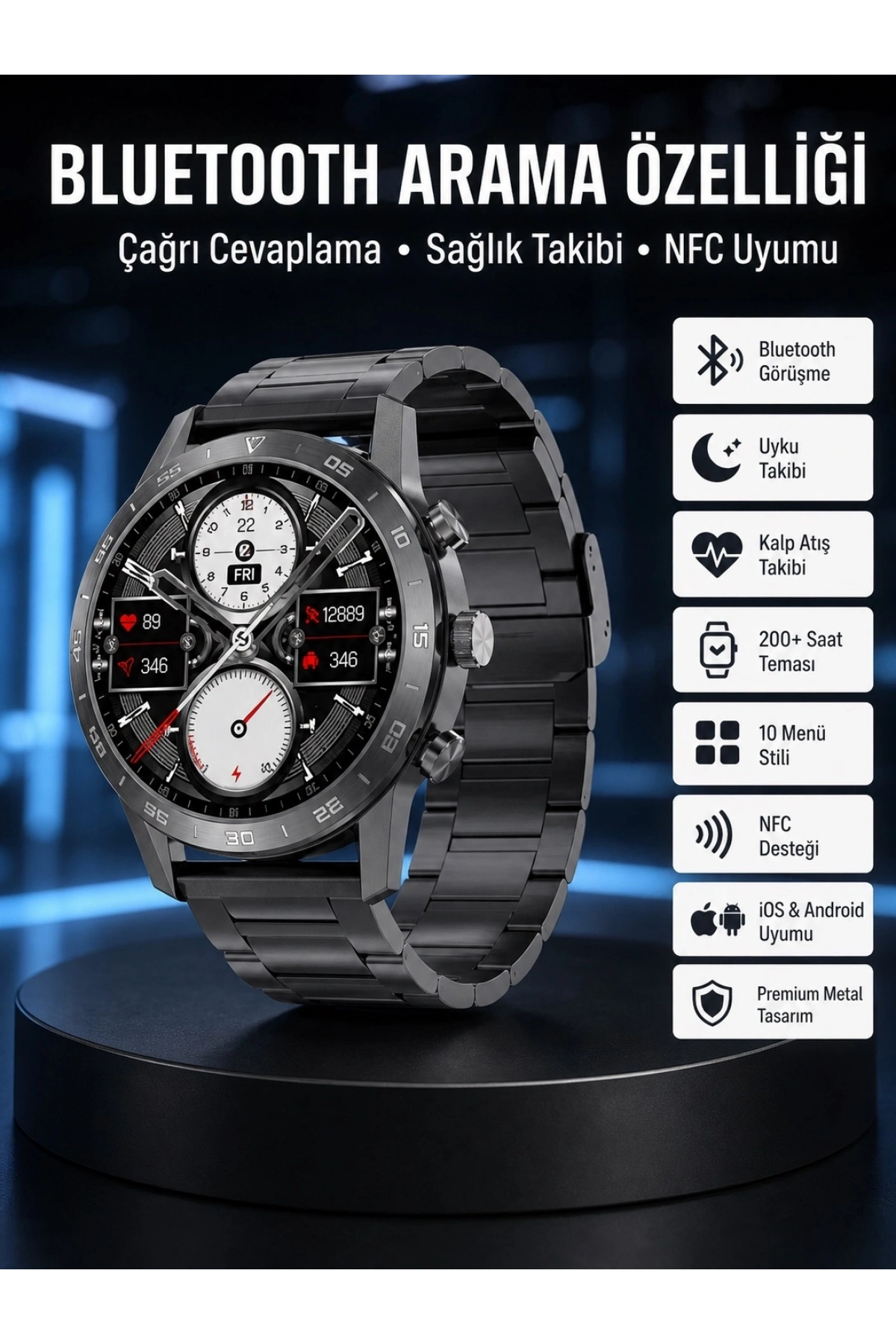 Çağrı Cevaplama Sesli Asistan Çoklu Dil Desteği 5.0 Bluetooth Akıllı Saat