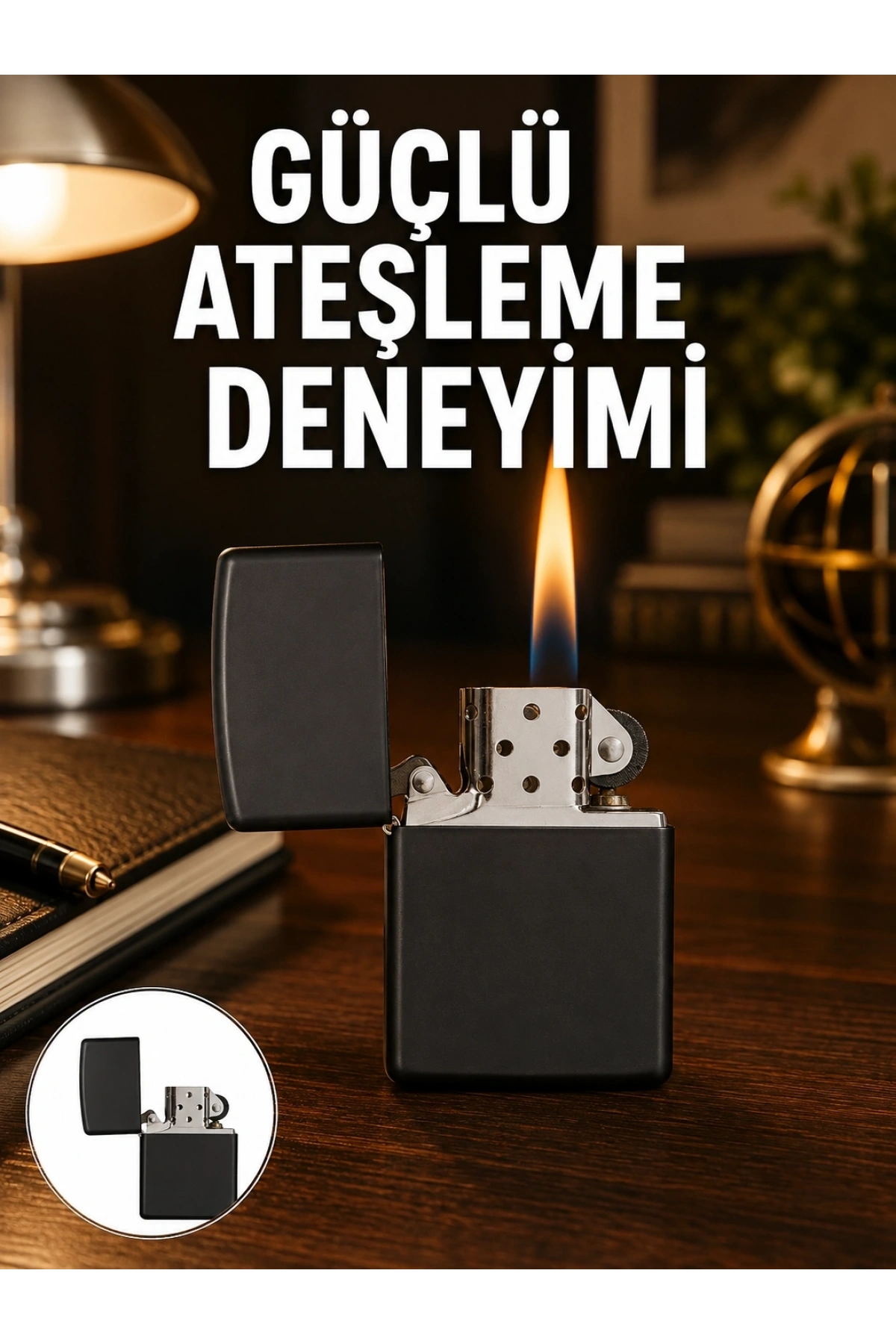 Çakmak Parlak Siyah Doldurulabilir Hedyelik Eşya