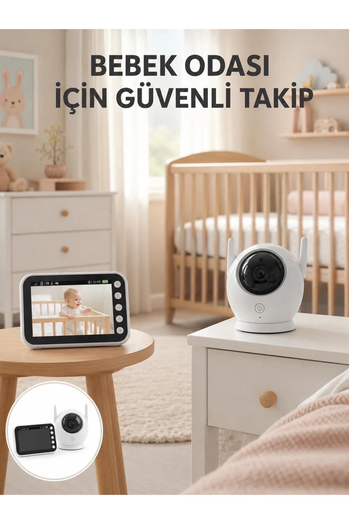 Canlı İzleme Özellikli Ortam Dinlemeli Bebek Monitörü
