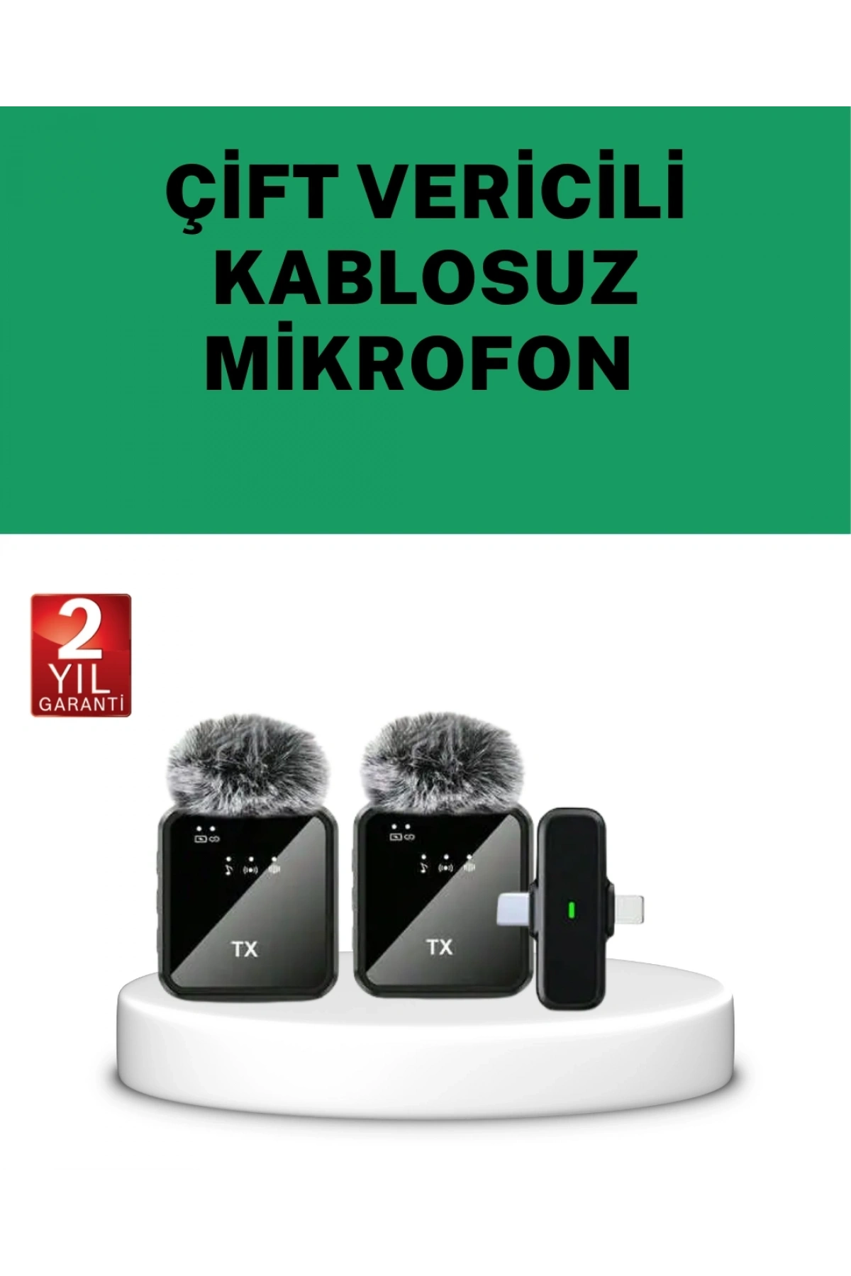 Canlı Yayın ve Video Çekimleri İçin Çiftli Kablosuz Yaka Mikrofon