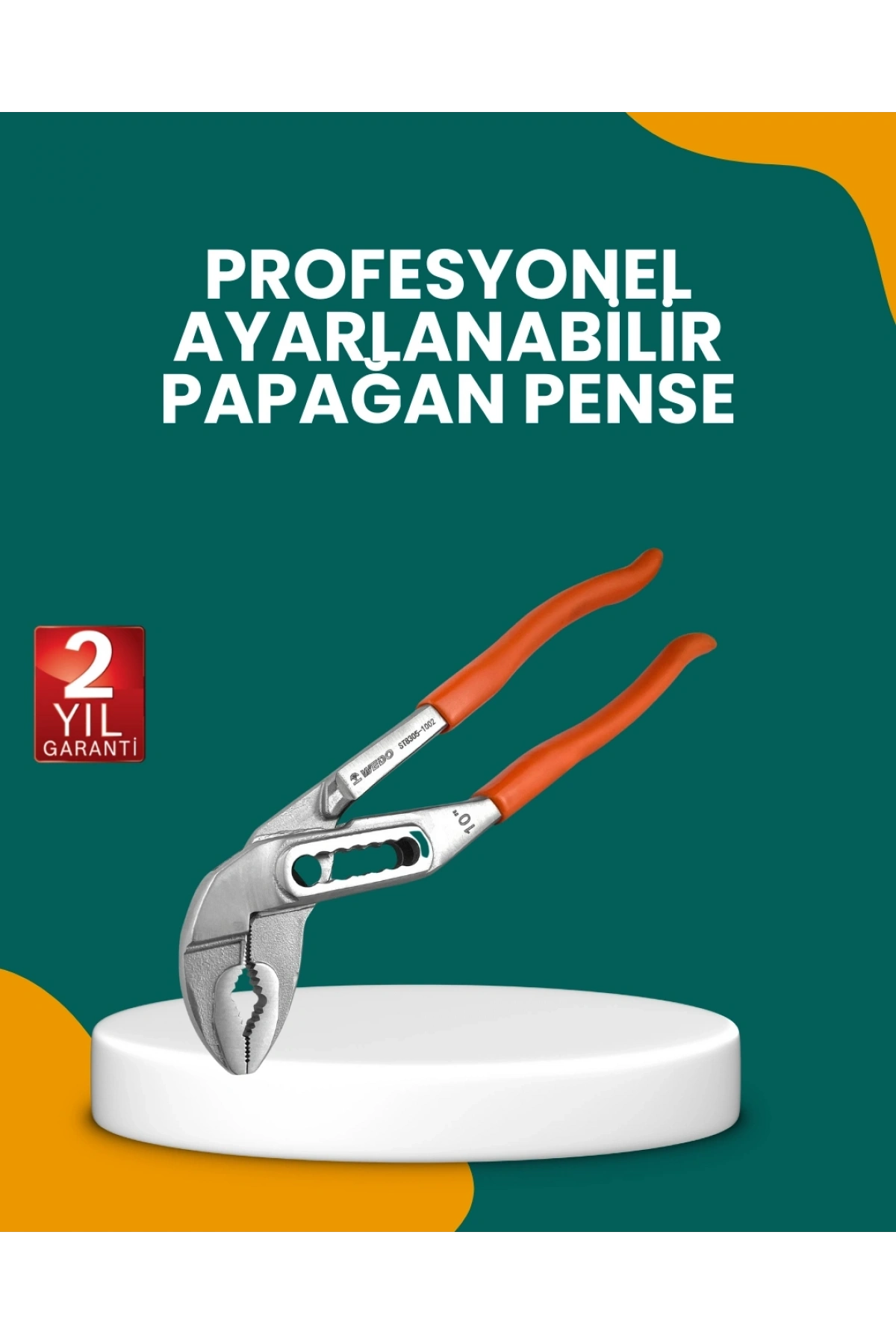 Çelik Alaşımlı Ayarlı Papağan Pense Yalıtımlı Sap