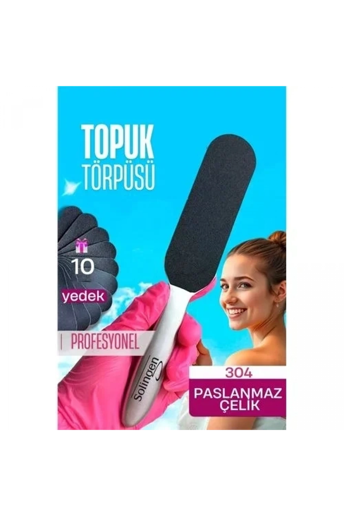 Çelik Topuk Törpüsü - 10 Yedekli Profesyonel Çelik Topuk Törpüsü Solingen Professional 721909