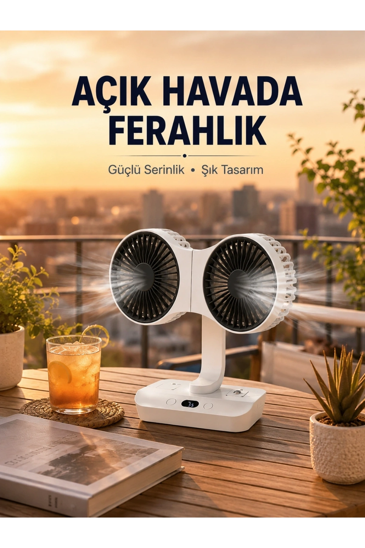 Çift Başlıklı Masa ve Duvara Monte Edilebilir Vantilatör