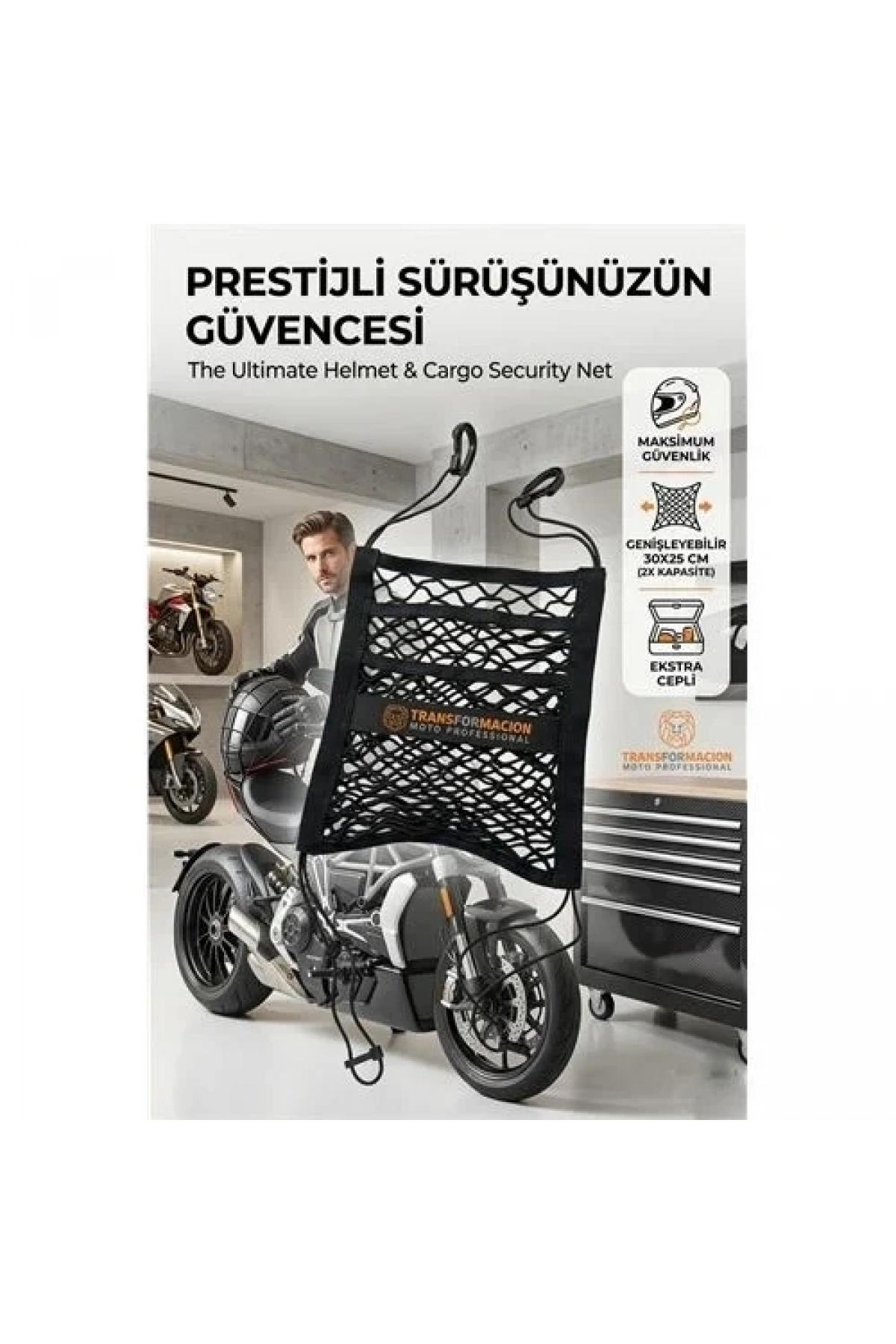 Çift Cepli Ultra Esnek Profesyonel Kask Ve Kargo Sabitleme Filesi 723015