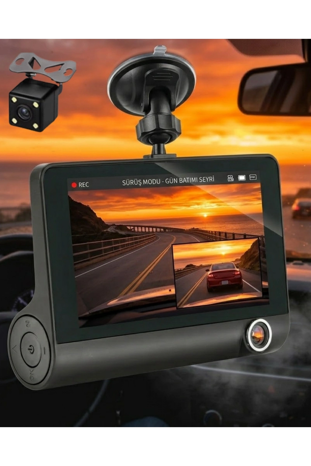 Çift Lens Araç Güvenlik Kamerası G Sensörlü Full HD