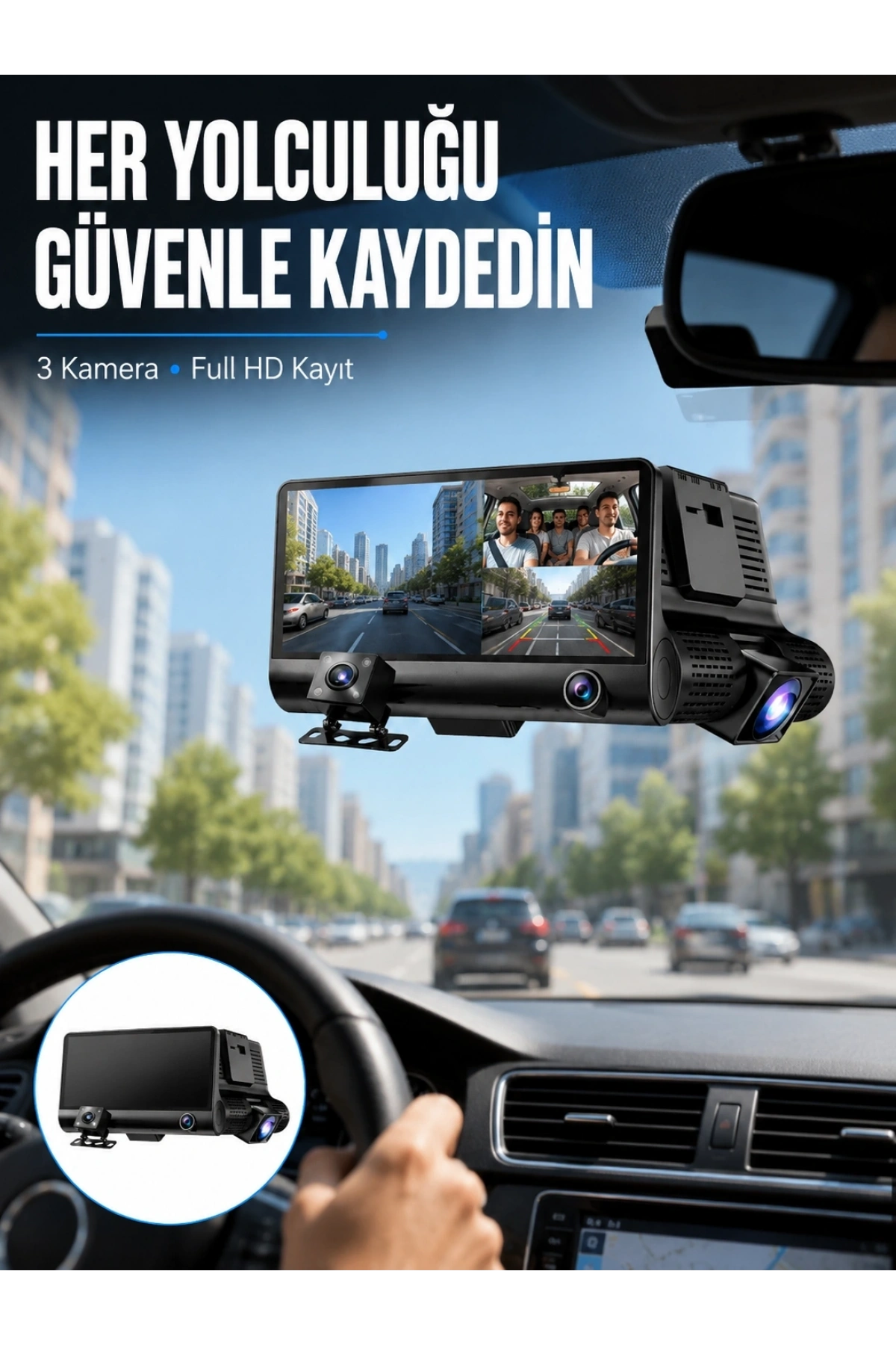 Çift ve Üçlü Lens Seçeneği ile Tüm Açılardan Kayıt Yapan Araç Kamerası