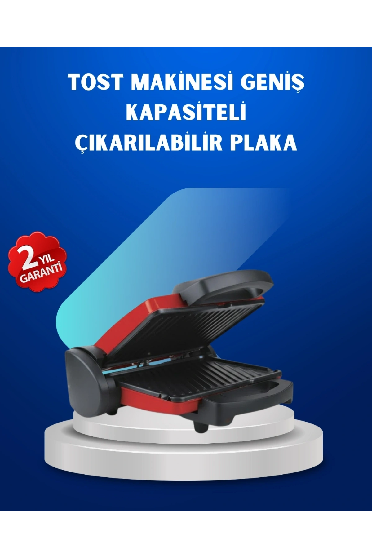 Çıkarılabilir Plakalı 2000W Tost Makinesi – Termostatlı, Kolay Temizlenir