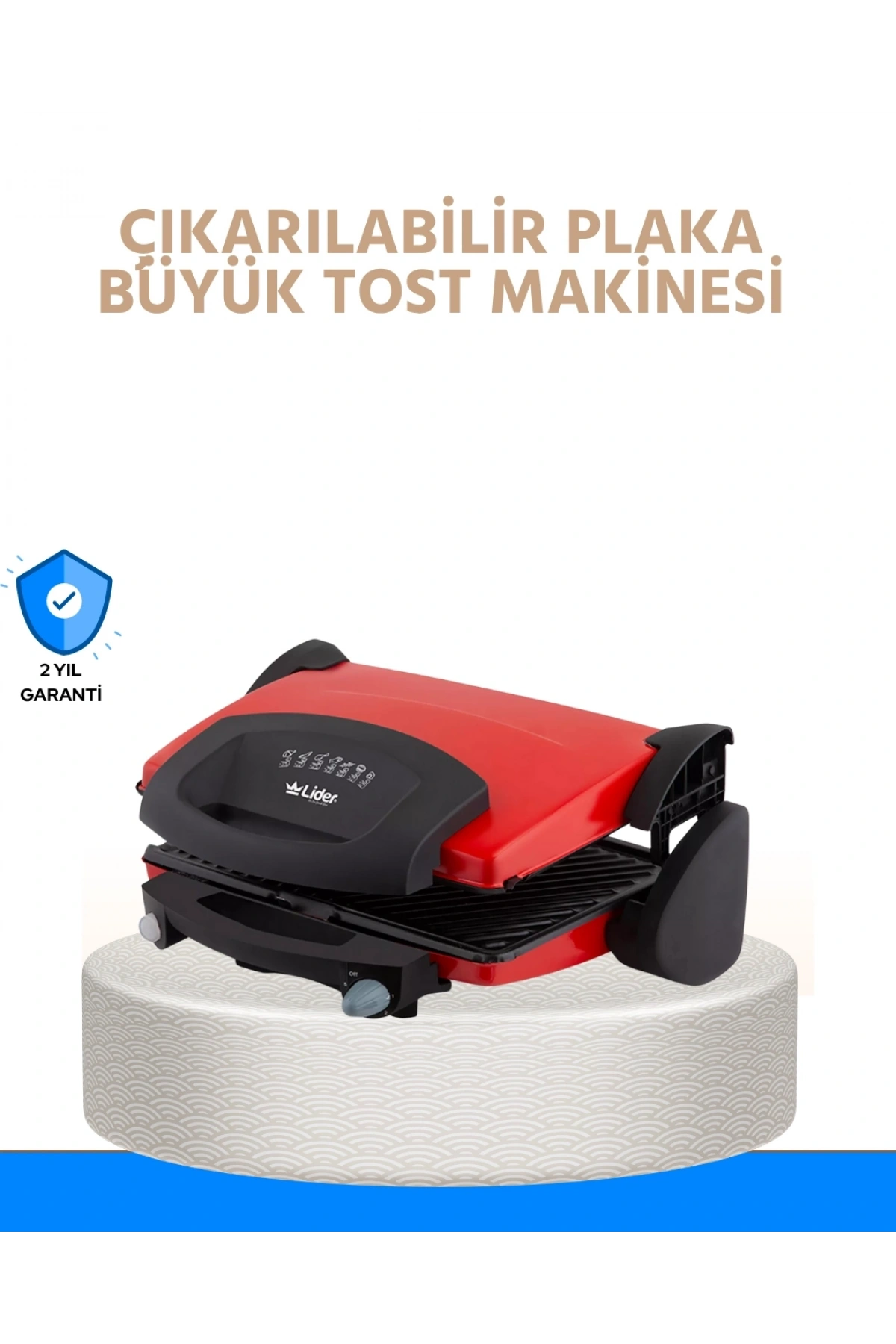 Çıkarılabilir Plakalı 2000W Tost Makinesi – Termostatlı, Kolay Temizlenir