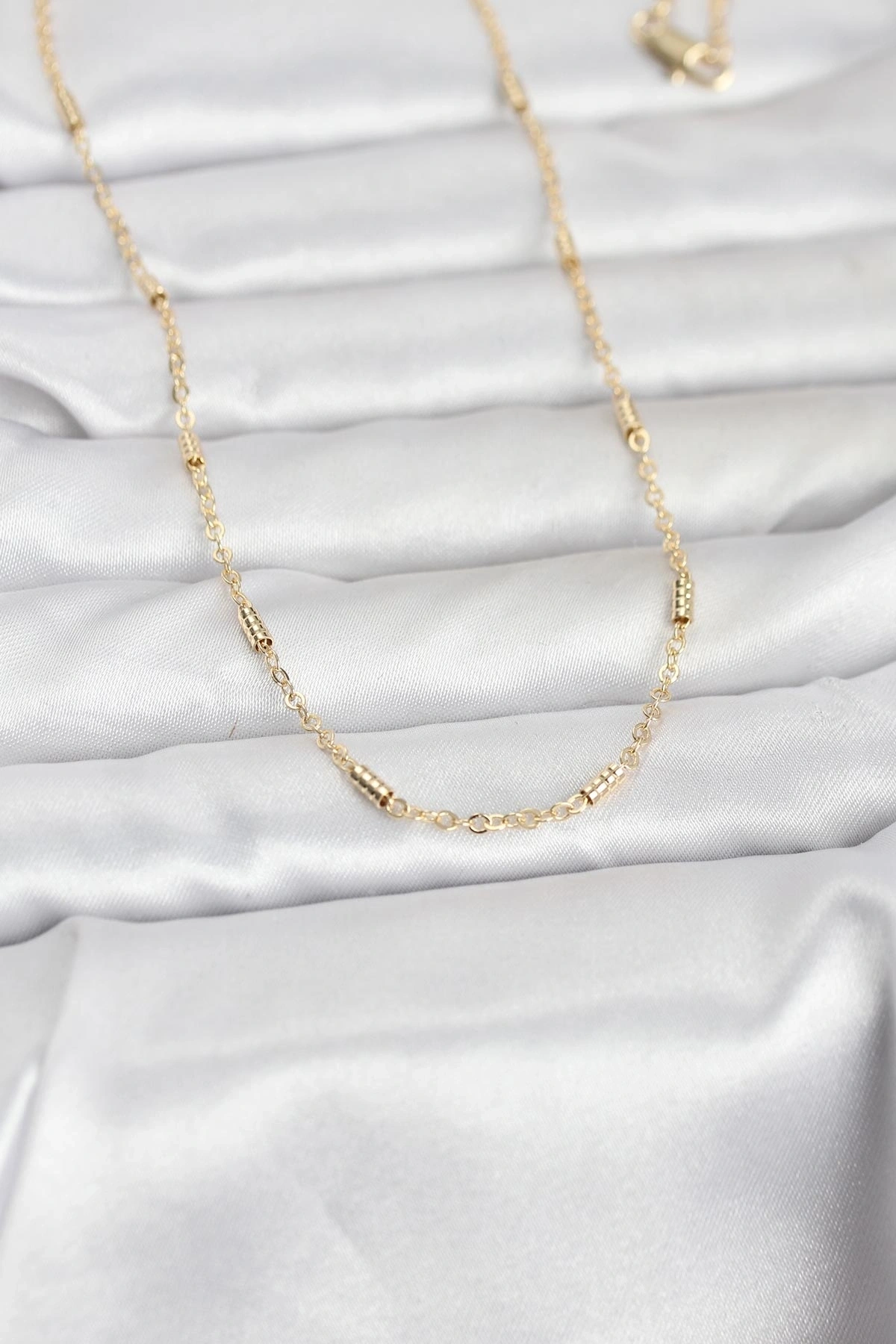 CM 14K Gold Renk Bar Zincir Model 60 cm Kadın Kolye