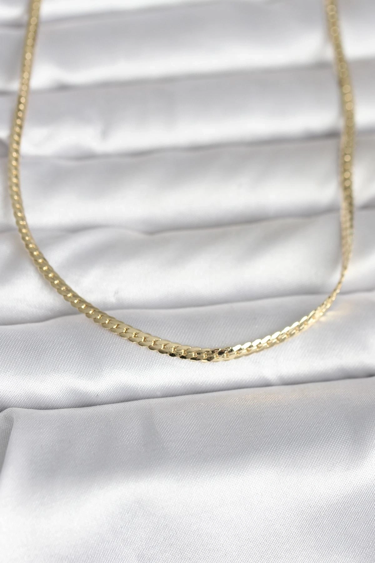 CM 14K Gold Renk Yassı Zincir Model 45 cm Kadın Kolye